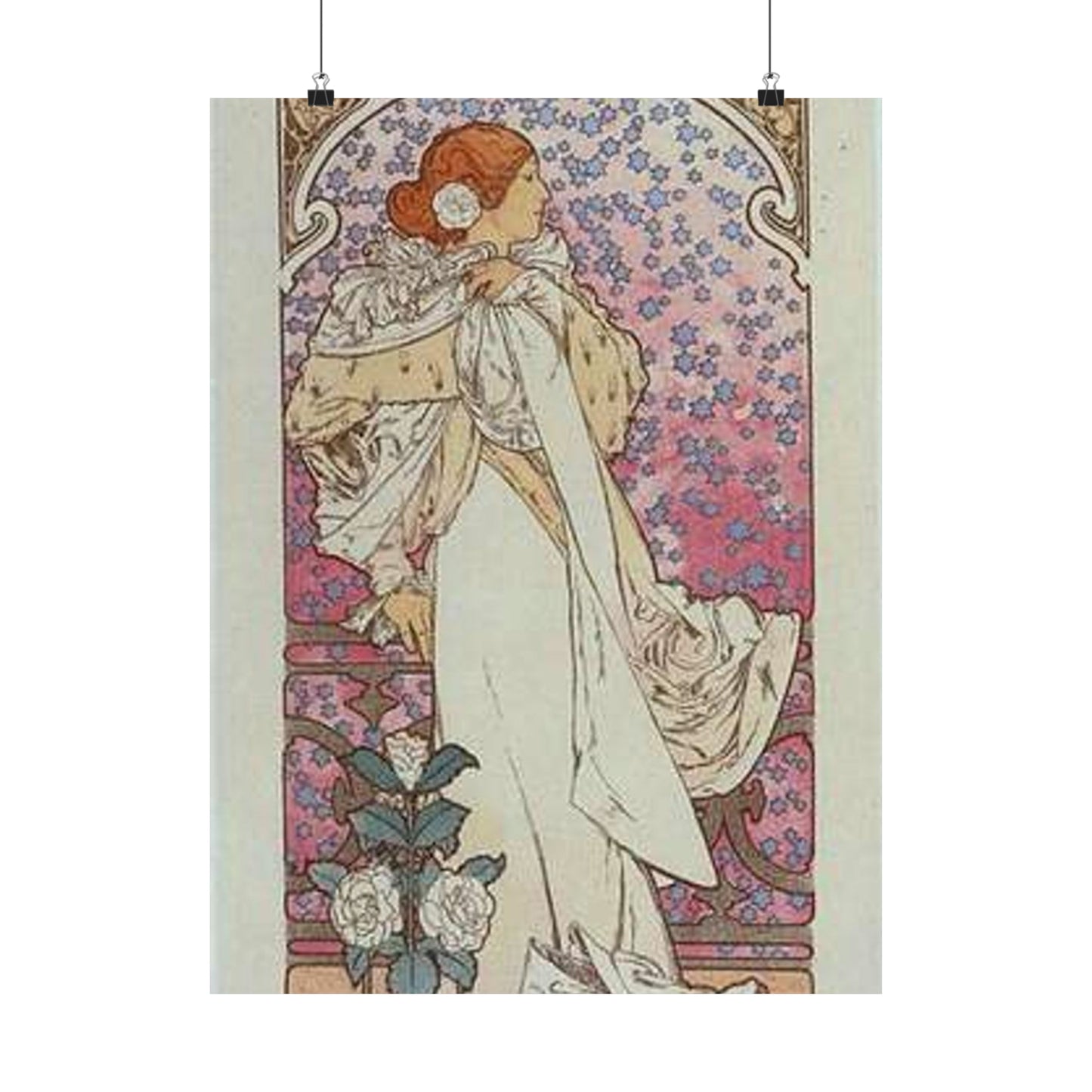 Affiche pour le Théâtre de la Renaissance, "la Dame aux Camélias". High Quality Matte Wall Art Poster for Home, Office, Classroom