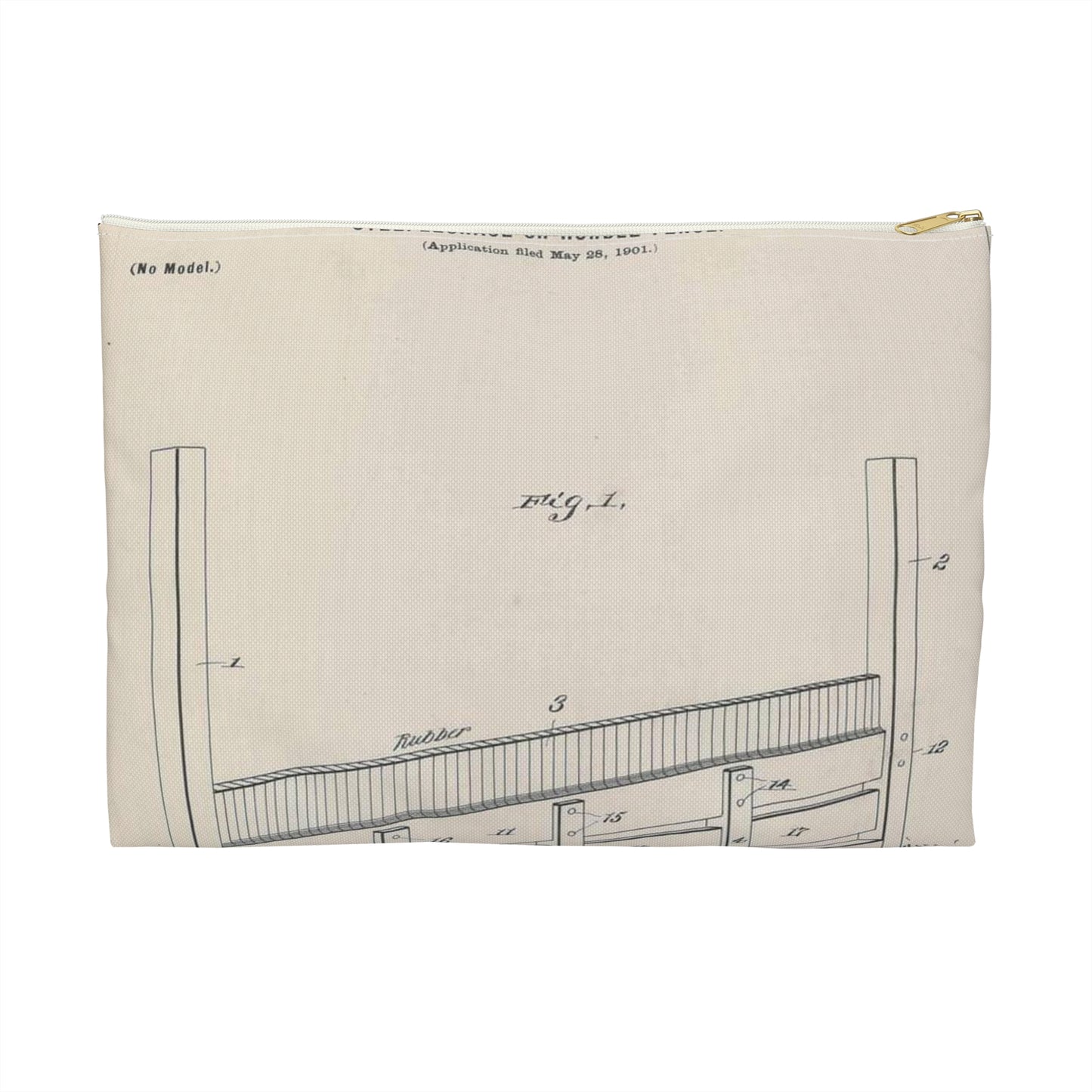 Patent Drawing of Engine - for A. Pascocello' Steeplechase or Hurdle Fence Public domain  image Large Organizer Pouch with Black Zipper