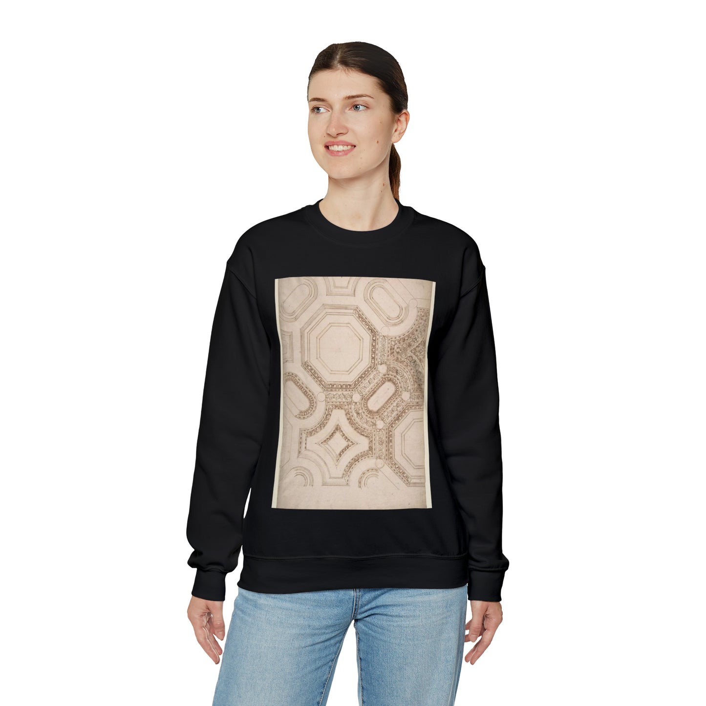 Palazzo Pontifici, Sala Regia, coffer panels, reflected ceiling plan (recto) blank (verso) Black Heavy Blend Adult Crew Neck SweatShirt