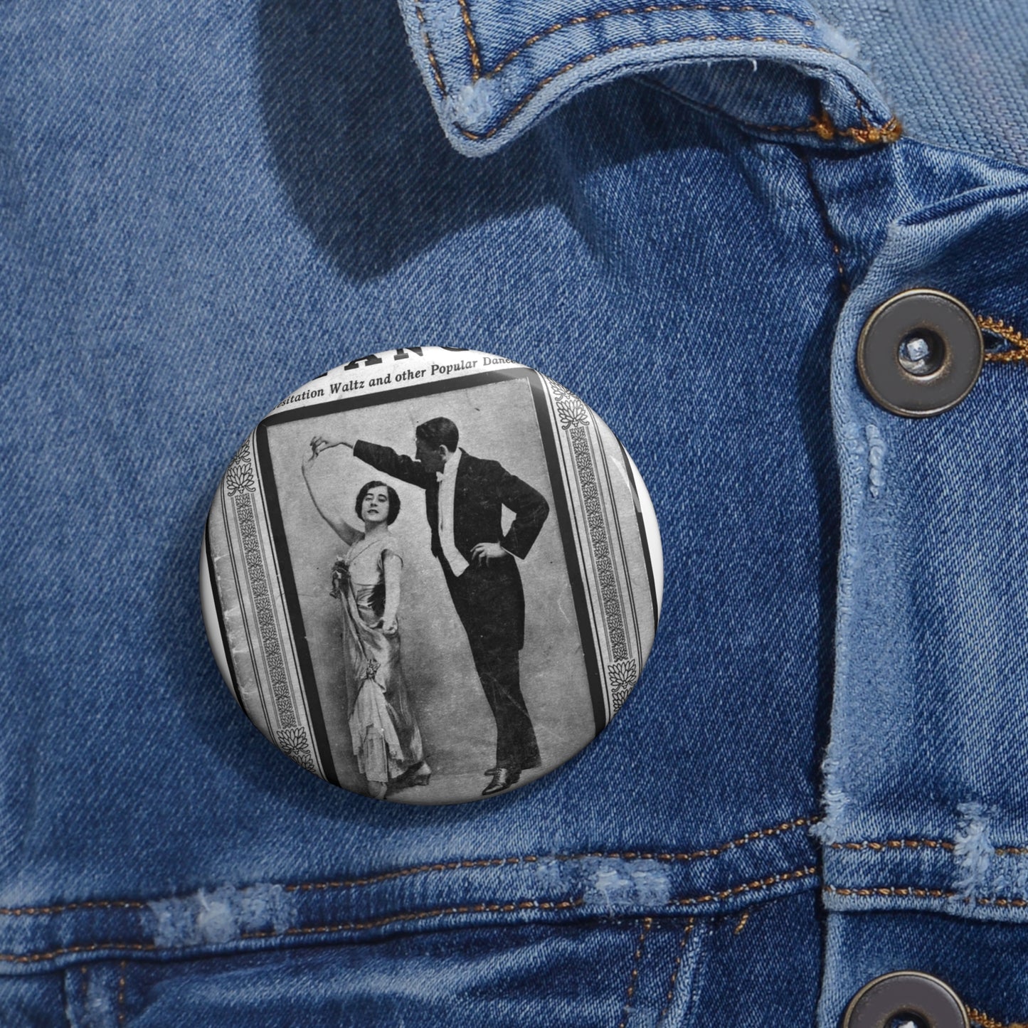 The tango as standardized and taught by the representative dancing masters of the North American continent; tango two-step, hesitation waltz, Boston glide, one-step Pin Buttons with Crisp Design