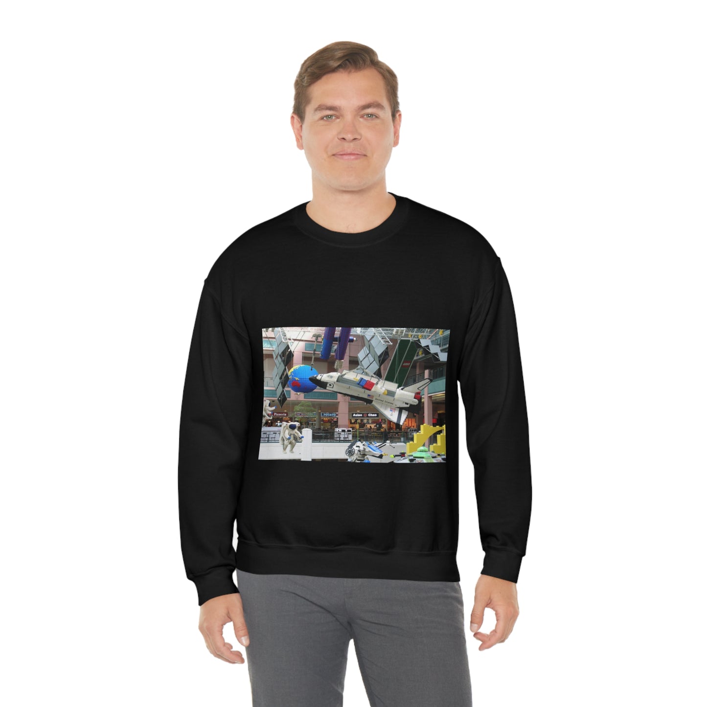 Grand Rounds Scenic Byway - Huge Lego Spaceship in the Mall of America Black Heavy Blend Adult Crew Neck SweatShirt