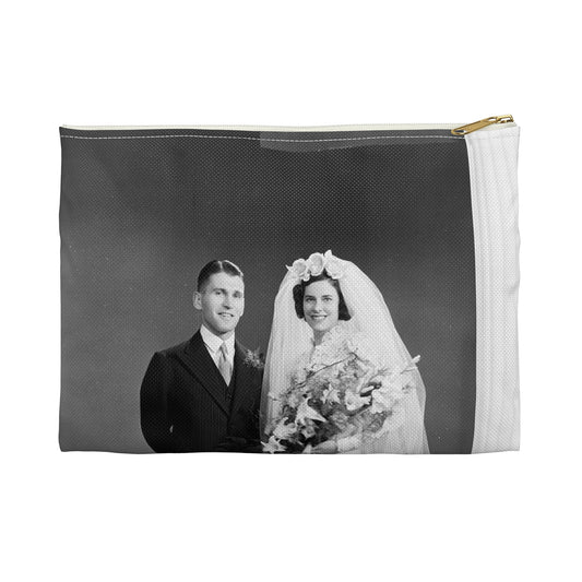 Atkins-Plummer wedding: the bride and groom Large Organizer Pouch with Black Zipper