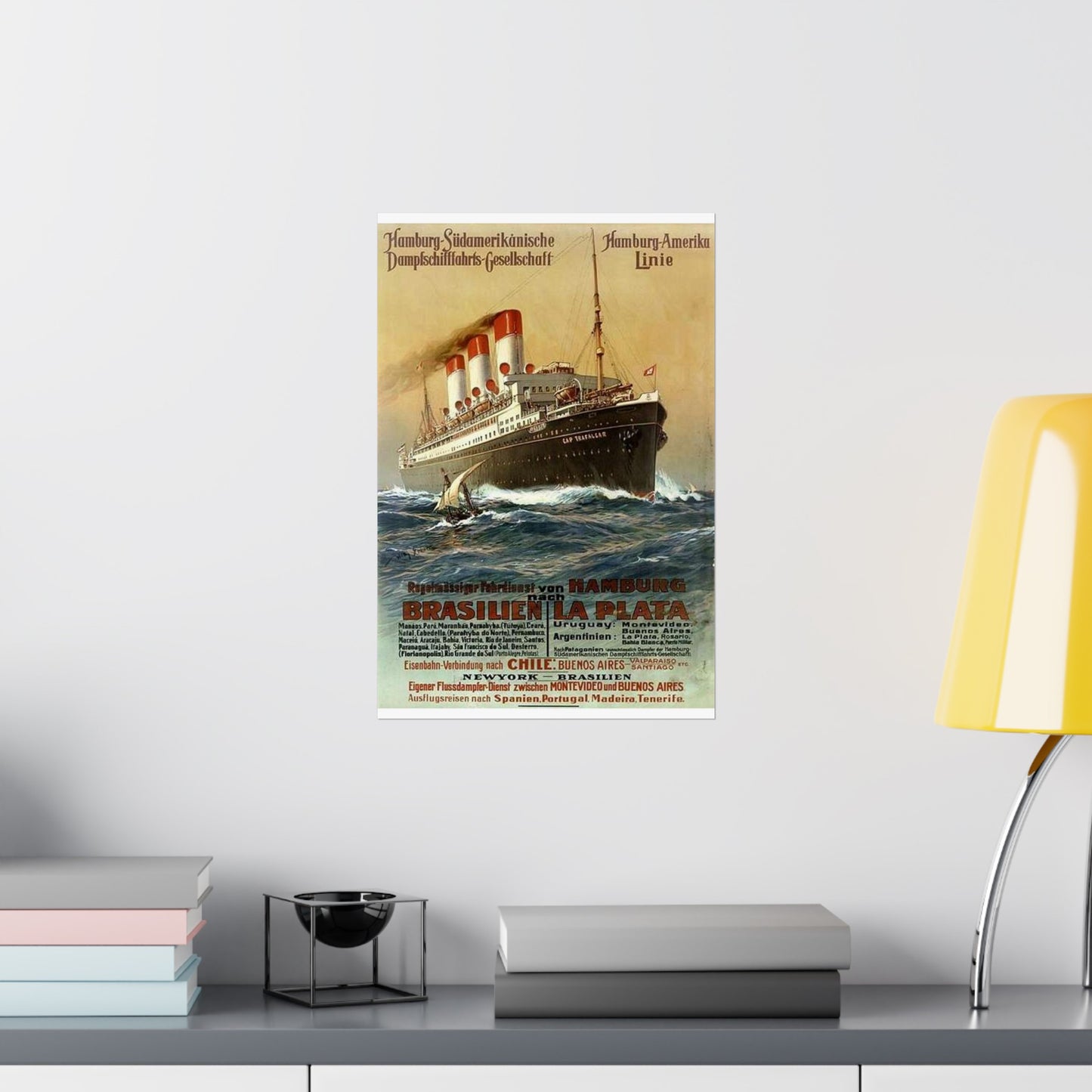 Dampfer Cap Trafalgar 1899 - Public domain image of a steam boat High Quality Matte Wall Art Poster for Home, Office, Classroom