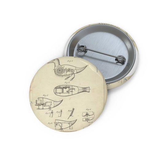 Patent drawing - Drawing of Aquatic Toy Public domain  image Pin Buttons with Crisp Design