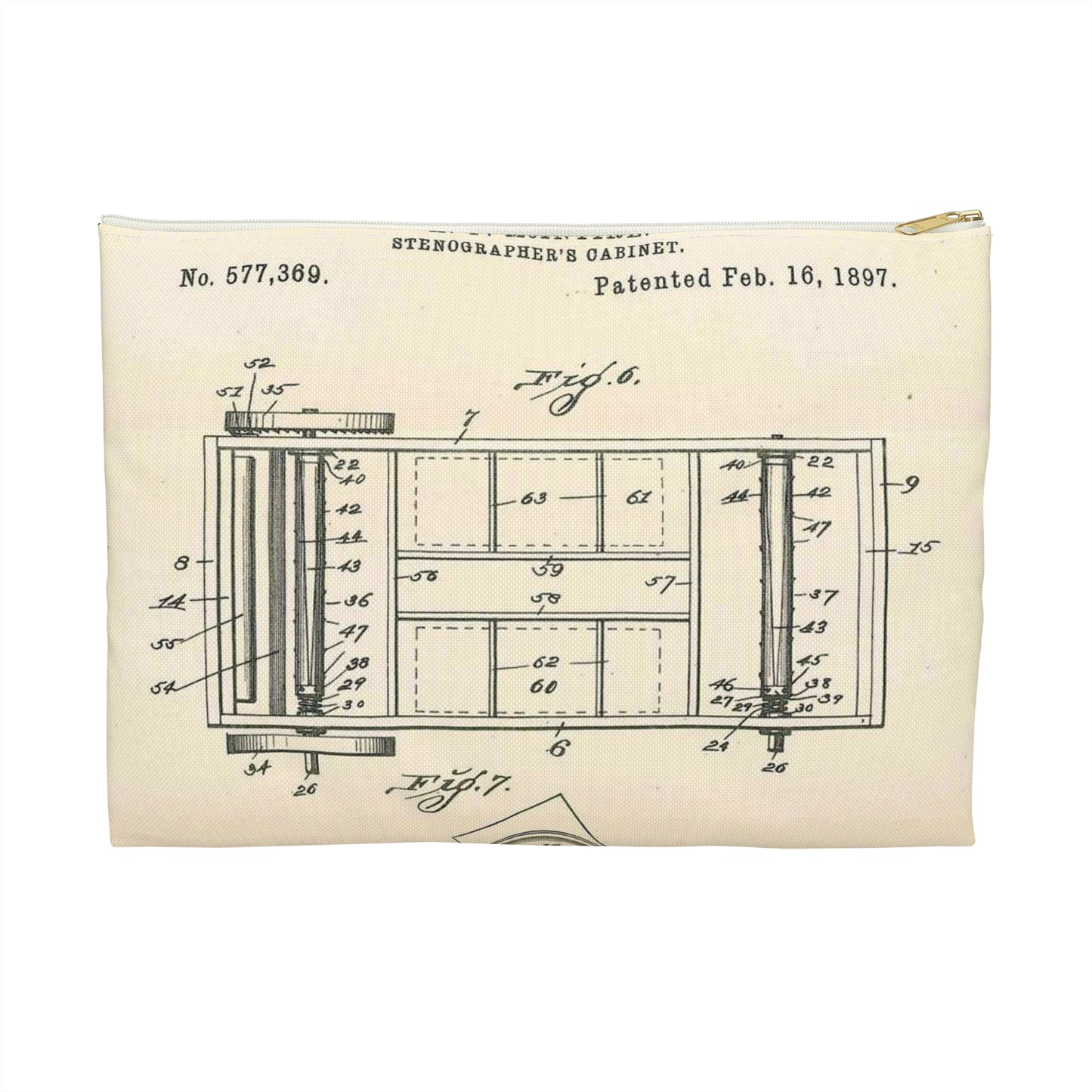 Patent Case File No. 577,369, Stenographer's Cabinet, Inventor- Arthur F. McIntire - DPLA - 2e93a65db0801a68cfced8a4f92d4df6 (page 40) Large Organizer Pouch with Black Zipper