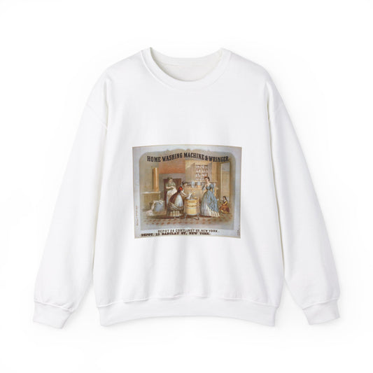 Home washing machine & wringer - A painting of a woman washing a child in a kitchen White Heavy Blend Adult Crew Neck SweatShirt