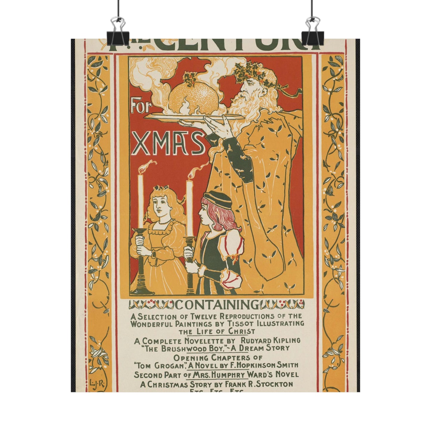 Louis Rhead - The century for Xmas, Art Nouveau poster High Quality Matte Wall Art Poster for Home, Office, Classroom