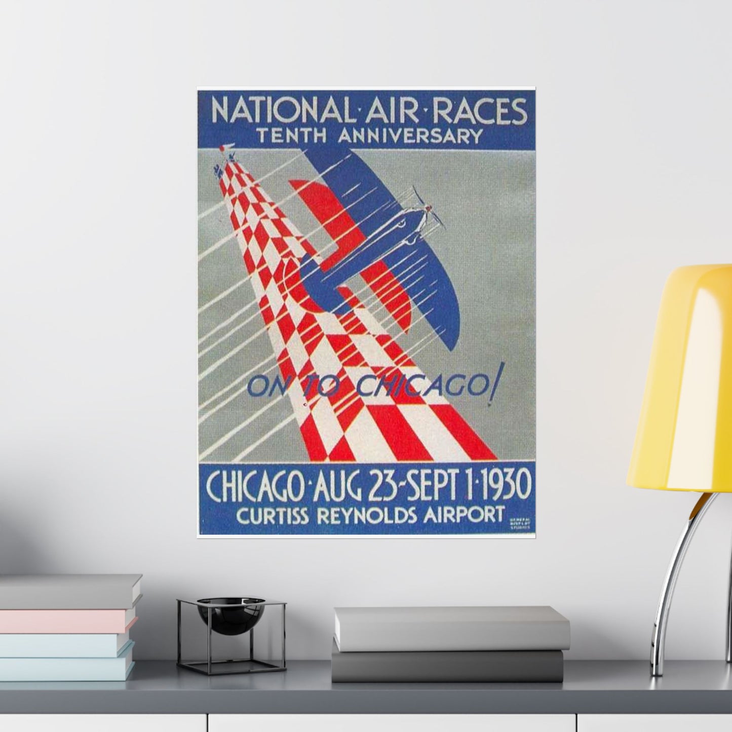 1930 National Air Race poster - Art Deco public domain image High Quality Matte Wall Art Poster for Home, Office, Classroom