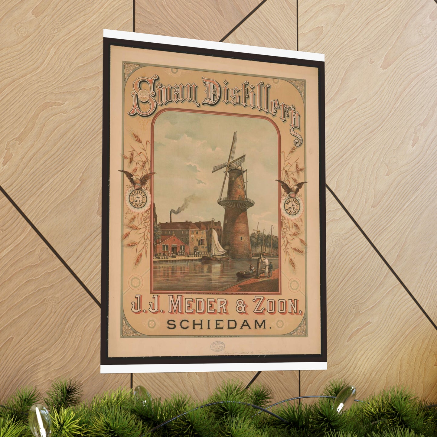 Swan Distillery, J.J. Meder & Zoon, Schiedam High Quality Matte Wall Art Poster for Home, Office, Classroom