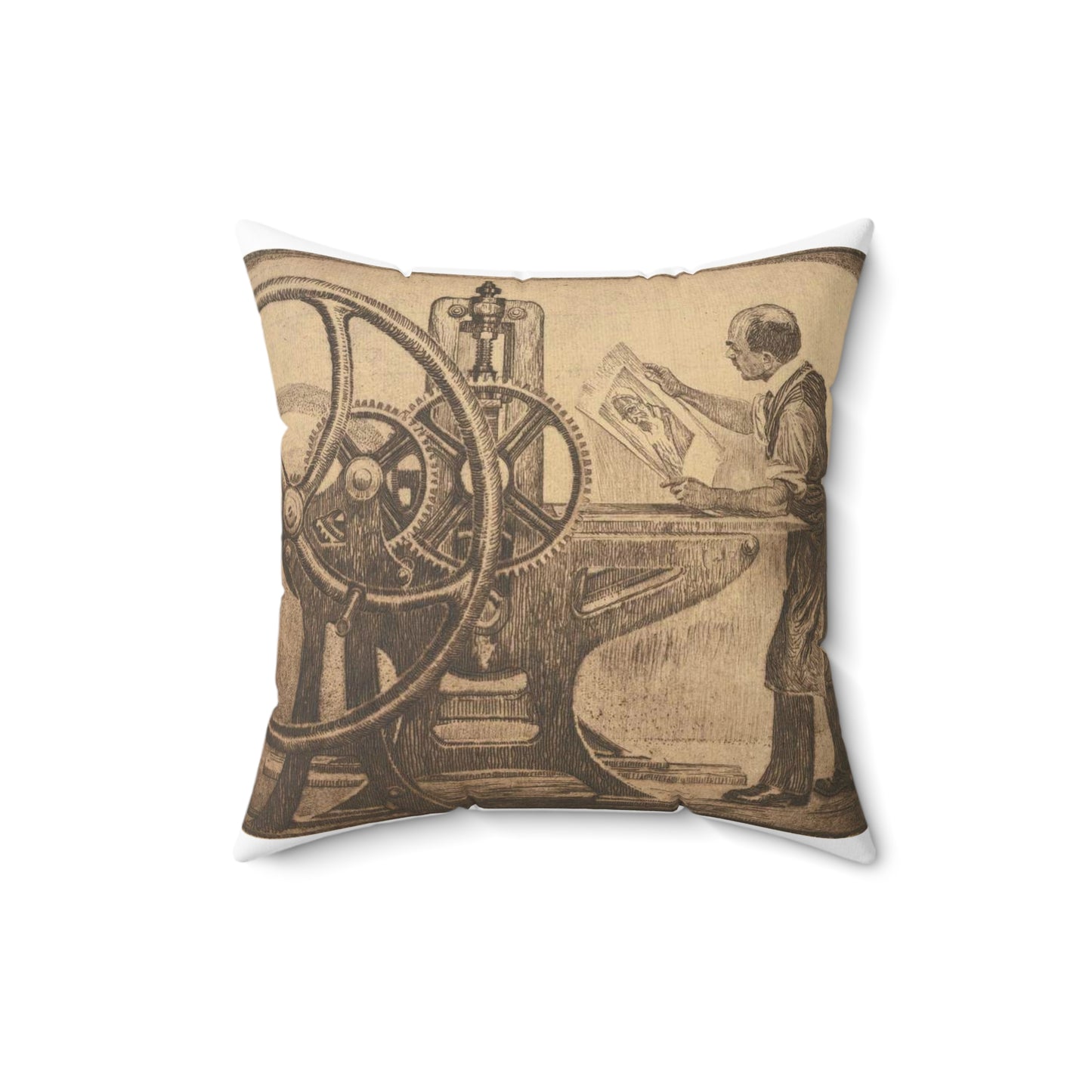 Lilien Printing press - Public domain portrait print Decorative Accent Square Pillow