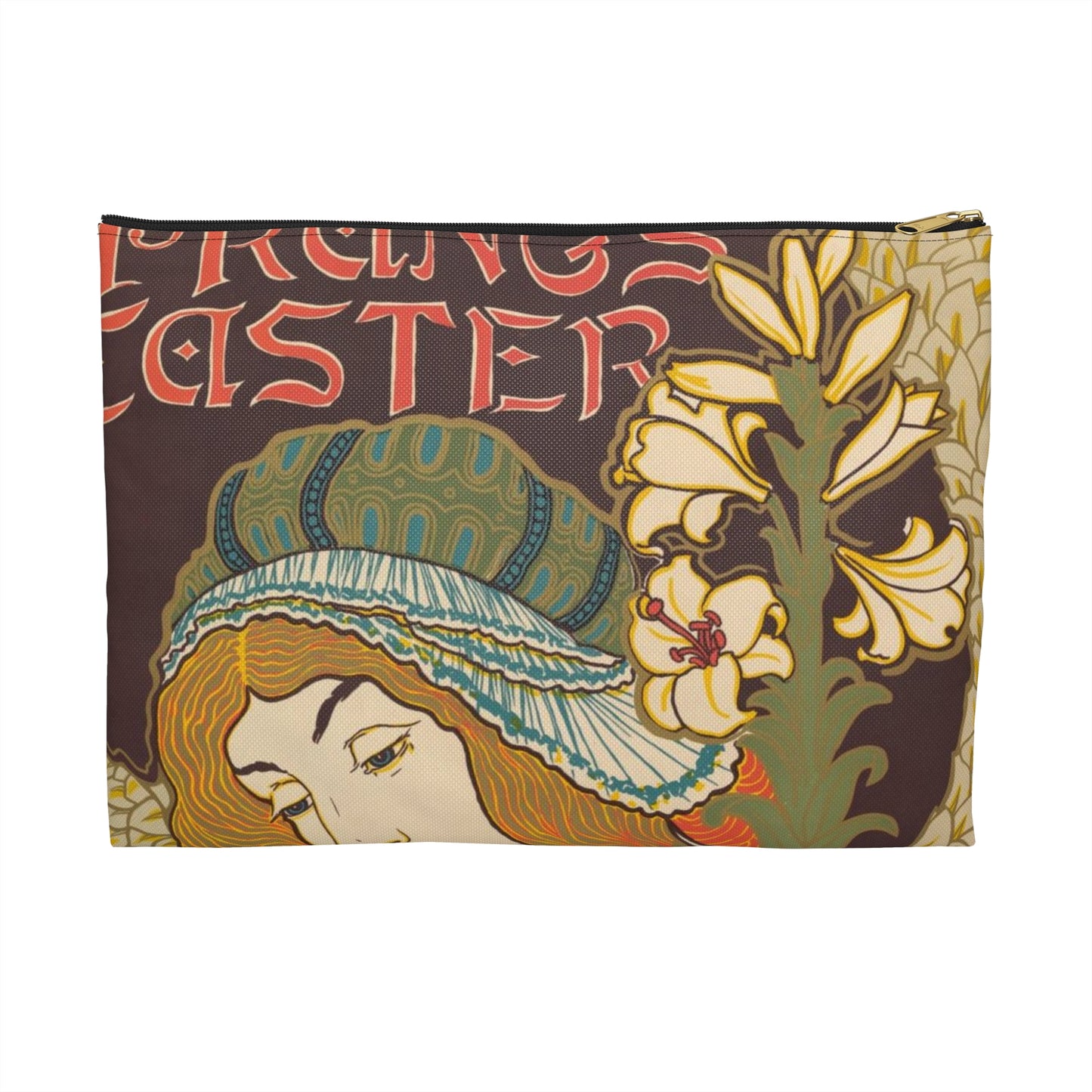 Louis Rhead - Prang's Publications: Easter Large Organizer Pouch with Black Zipper