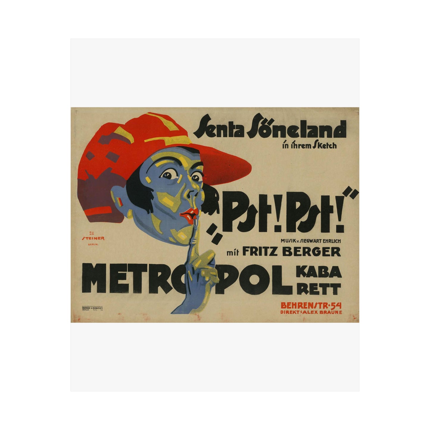 Jo Steiner - Senta Söneland in ihrem Sketch “Pst! Pst!” High Quality Matte Wall Art Poster for Home, Office, Classroom