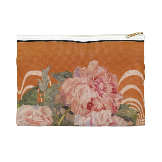 Peonies - Drawing. Public domain image. Large Organizer Pouch with Black Zipper