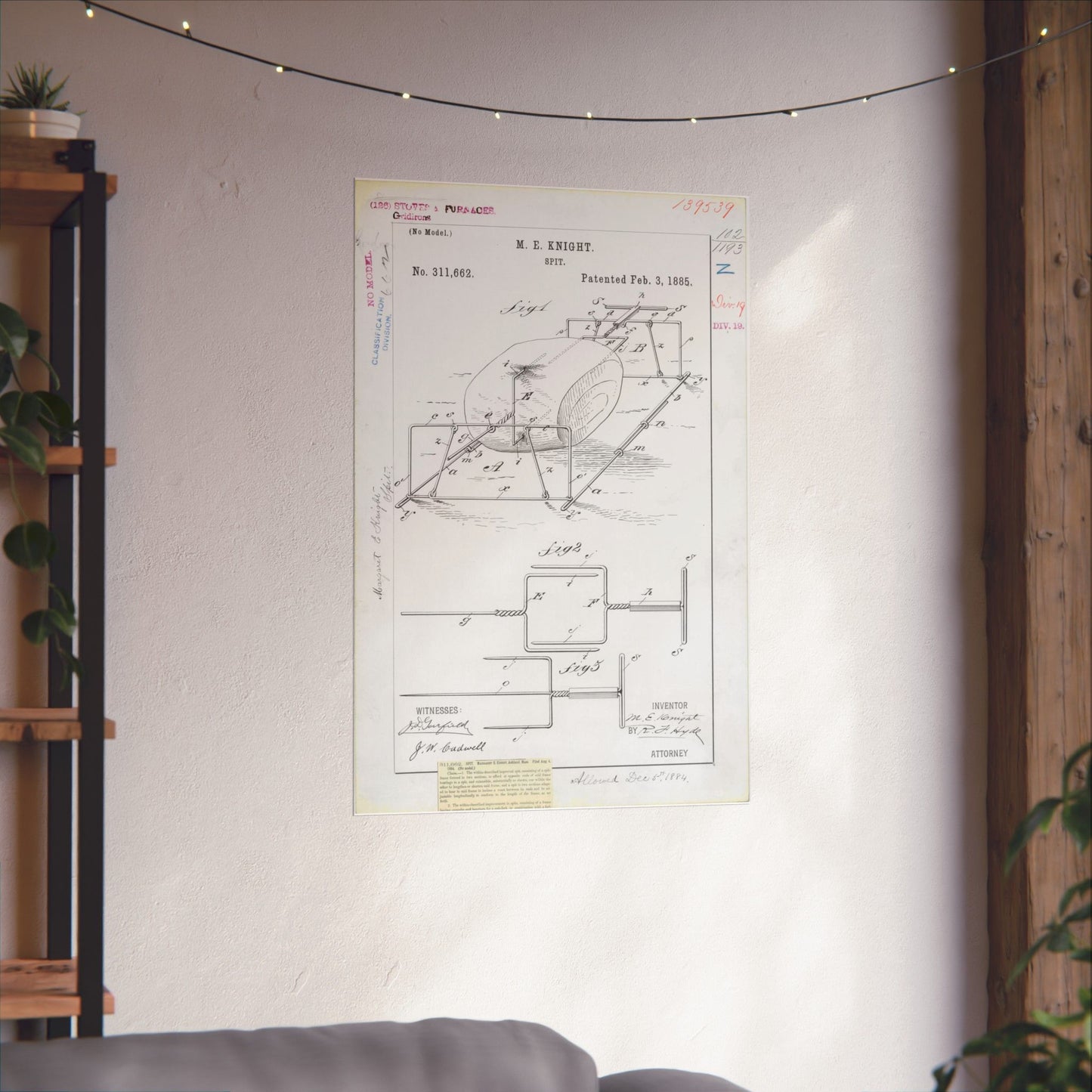 Patent drawing - for M. E. Knight's Spit Public domain  image High Quality Matte Wall Art Poster for Home, Office, Classroom