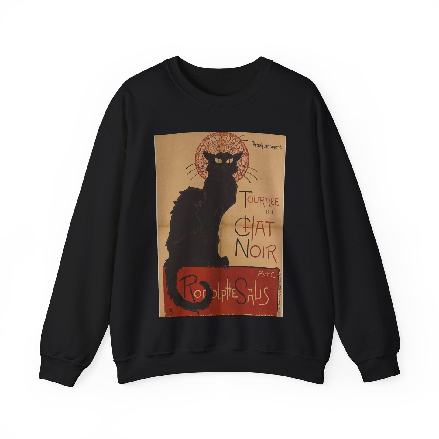 Prochainement/Tournée/ DU/ CHAT/ NOIR/ AVEC/ RODOLPHE SALIS Black Heavy Blend Adult Crew Neck SweatShirt