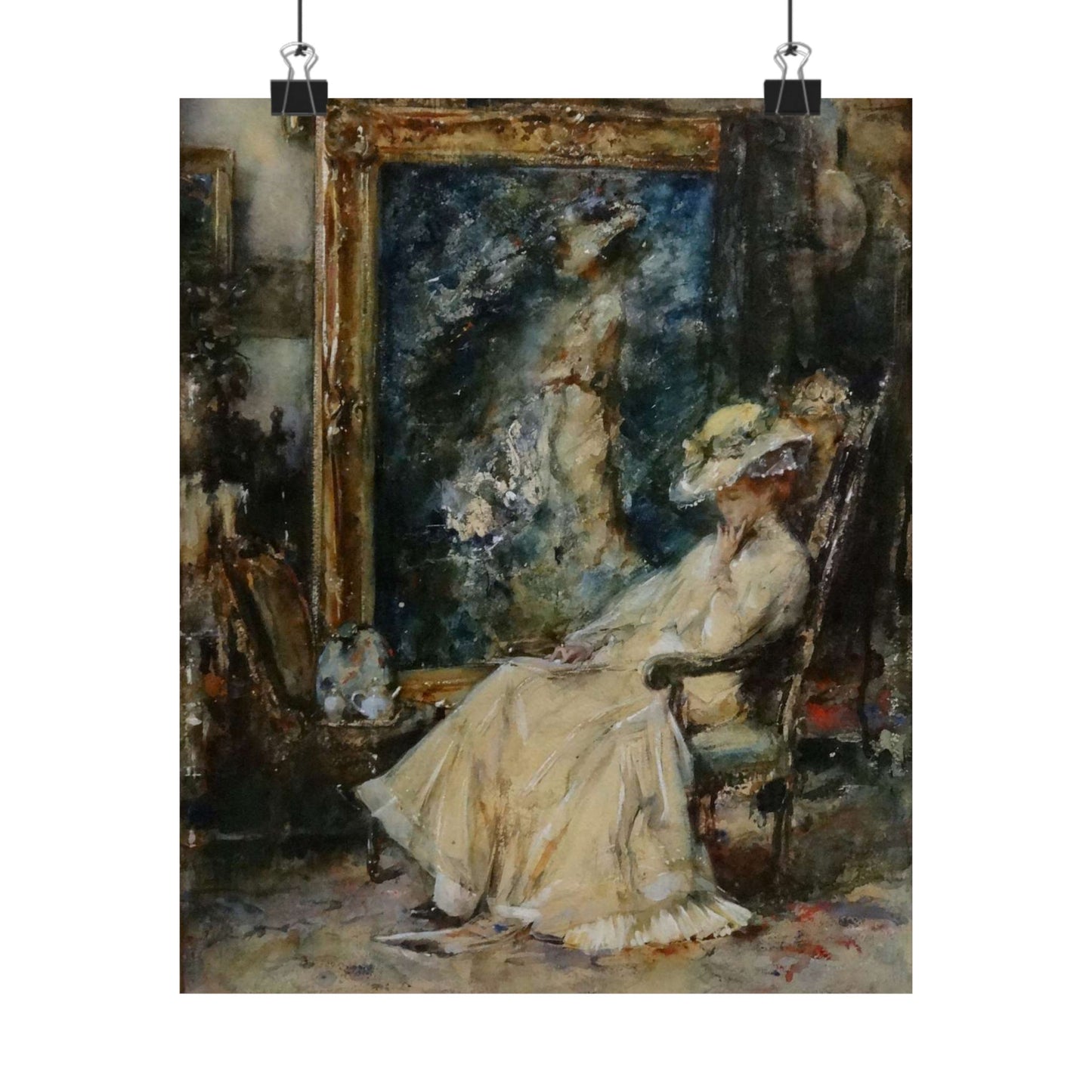 Elegante vrouw in atelier door Albert Roelofs High Quality Matte Wall Art Poster for Home, Office, Classroom