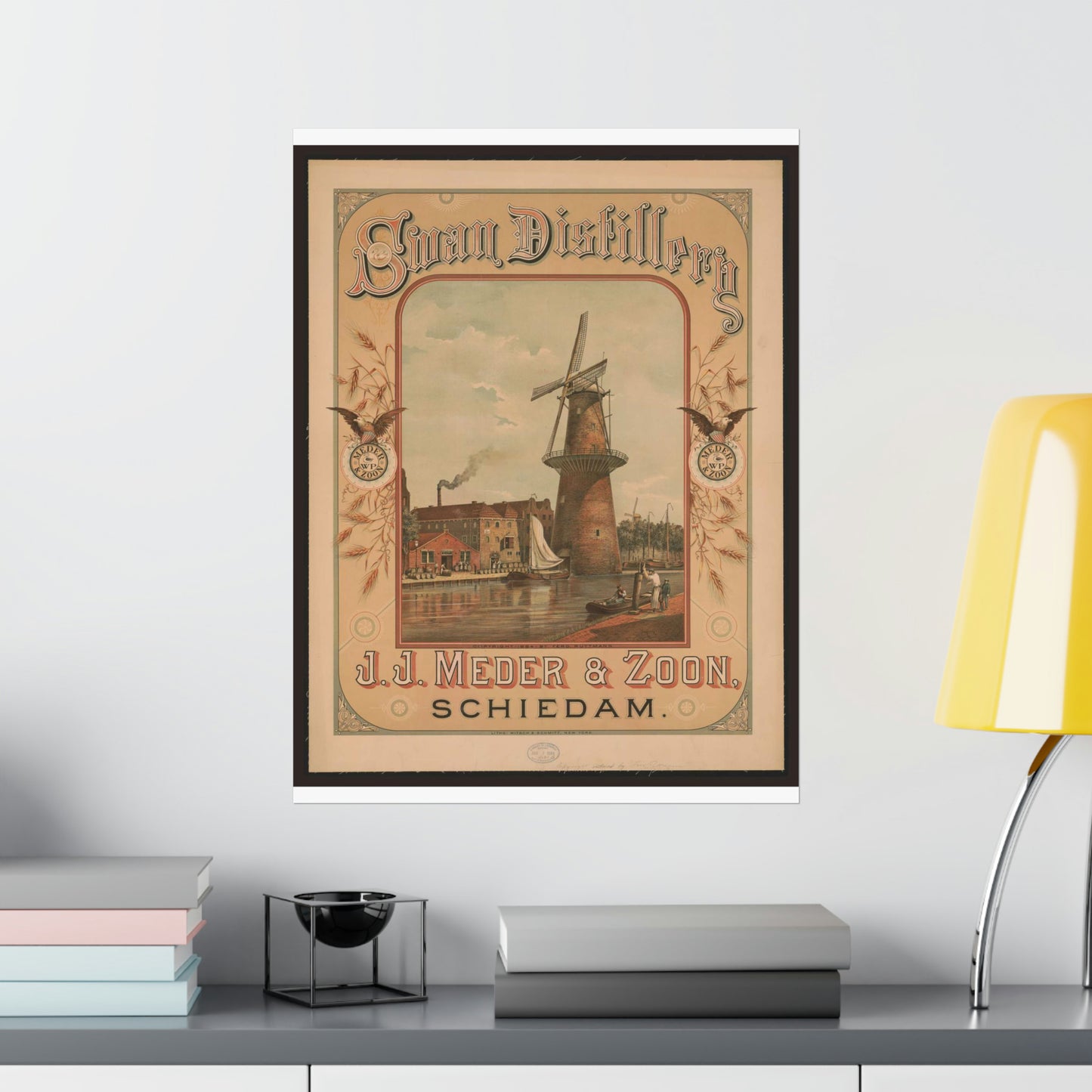 Swan Distillery, J.J. Meder & Zoon, Schiedam High Quality Matte Wall Art Poster for Home, Office, Classroom