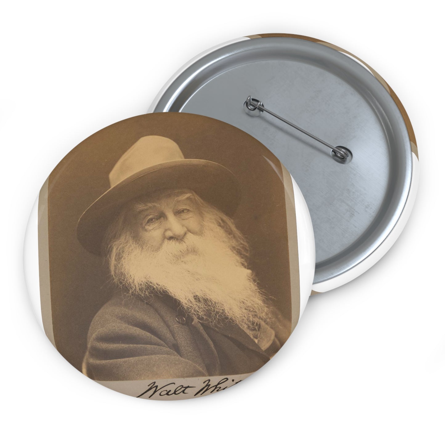 George C. Cox - Walt Whitman - Google Art Project Pin Buttons with Crisp Design