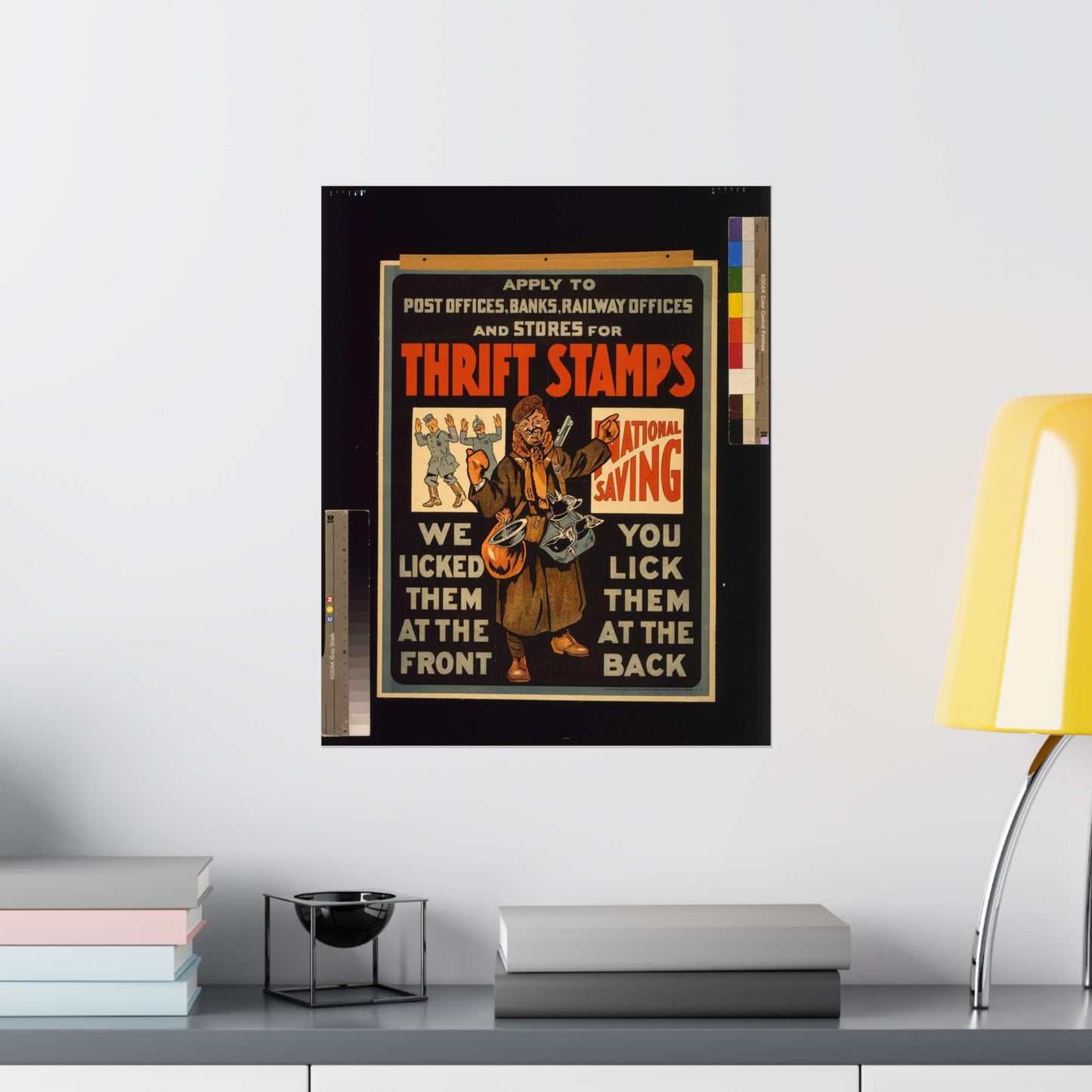 Thrift stamps. We licked them at the front, you lick them at the back High Quality Matte Wall Art Poster for Home, Office, Classroom