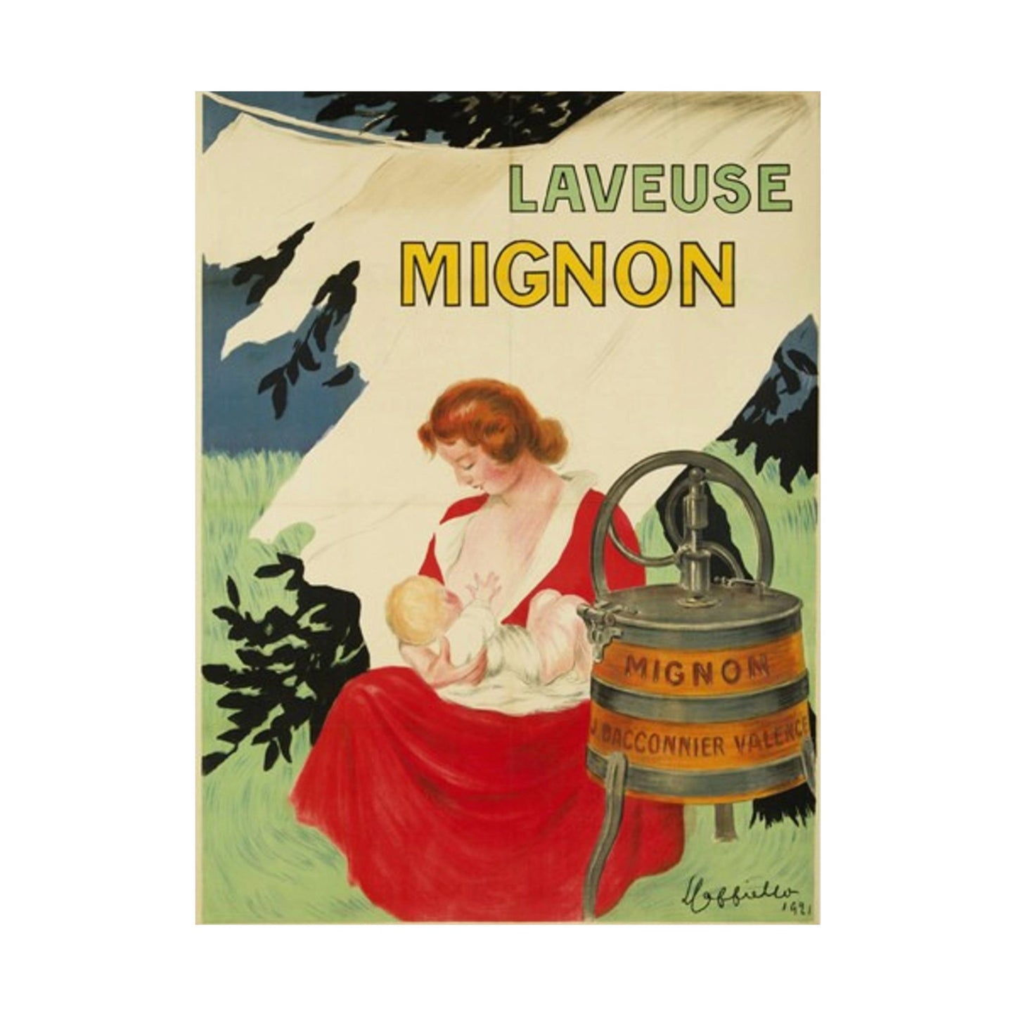 Affiche Laveuse Mignon - Art nouveau public domain image High Quality Matte Wall Art Poster for Home, Office, Classroom