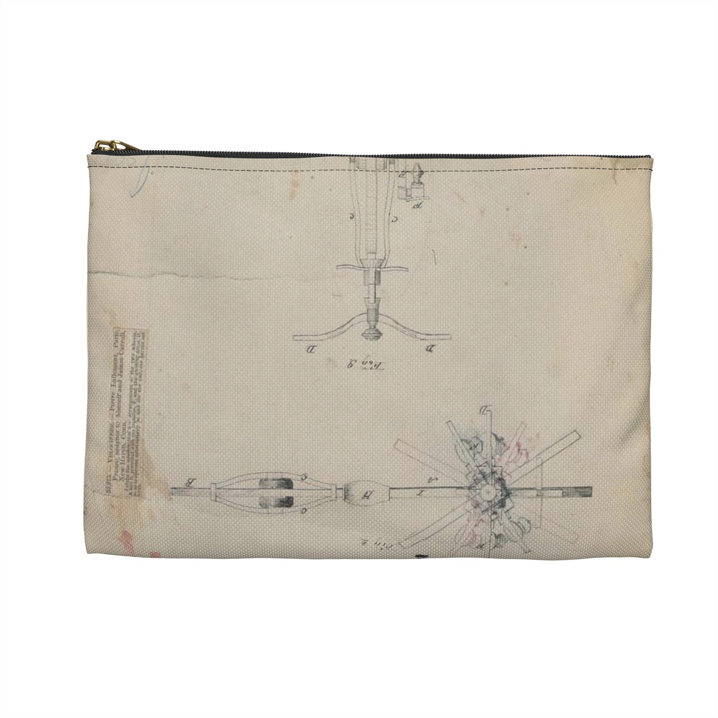 Patent drawing - for Pierre Lallement's Improvement in Velocipedes Public domain  image Large Organizer Pouch with Black Zipper
