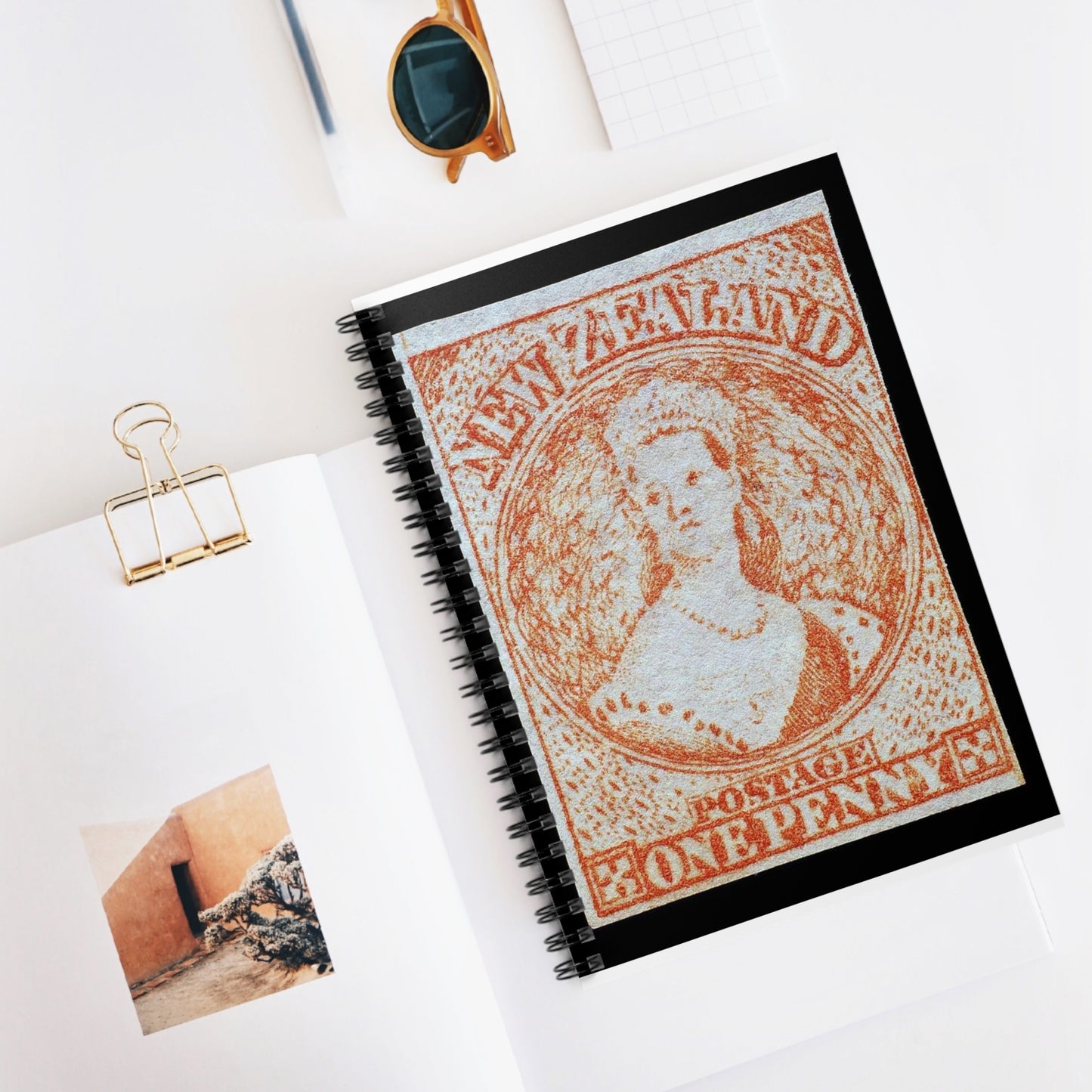 Issued one penny 'Full-Face Queen' [Chalon Head] definitive stamp Spiral Bound Ruled Notebook with Printed Cover