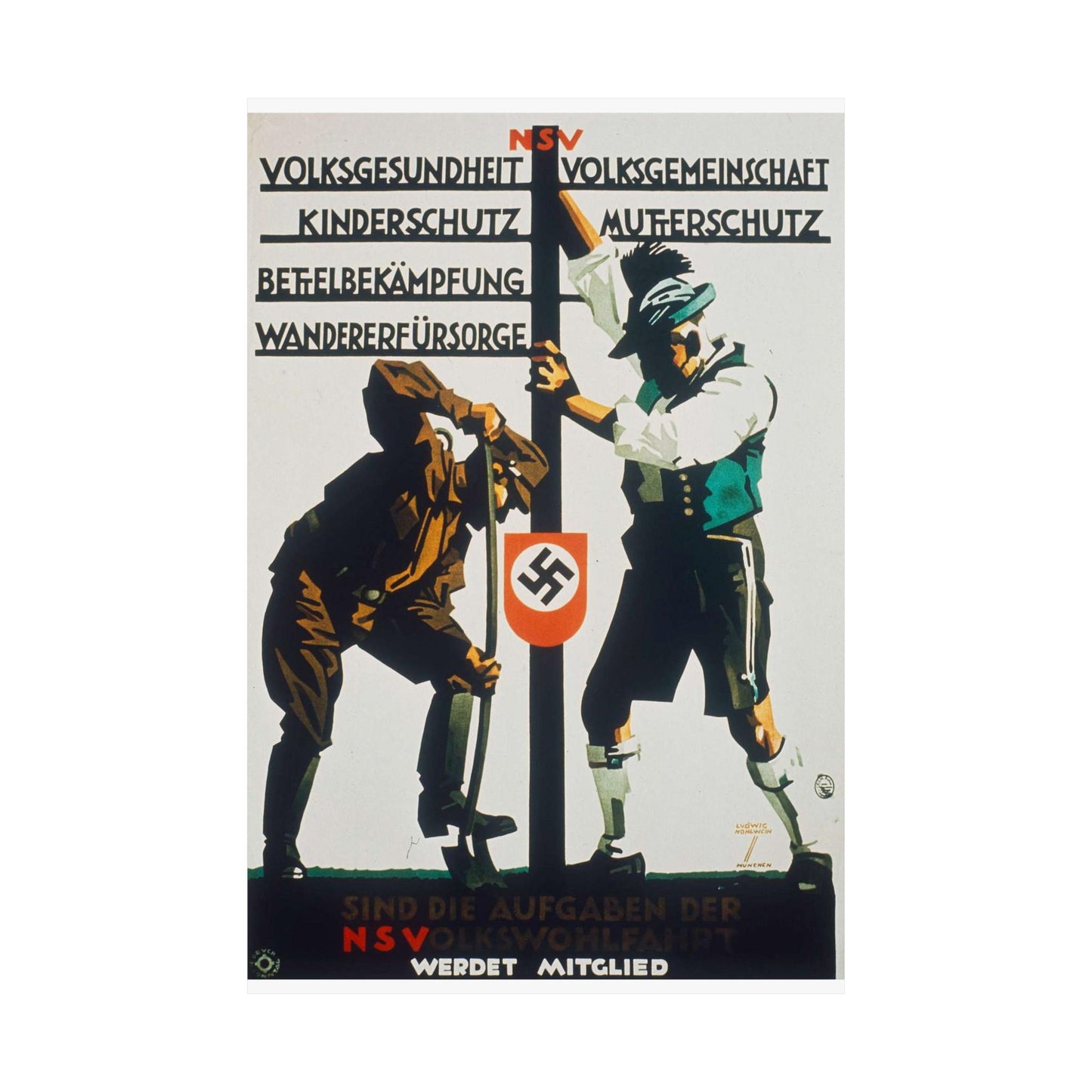 NSDAP Volksgemeinschaft NS VOLKSWOHLFAHRT High Quality Matte Wall Art Poster for Home, Office, Classroom