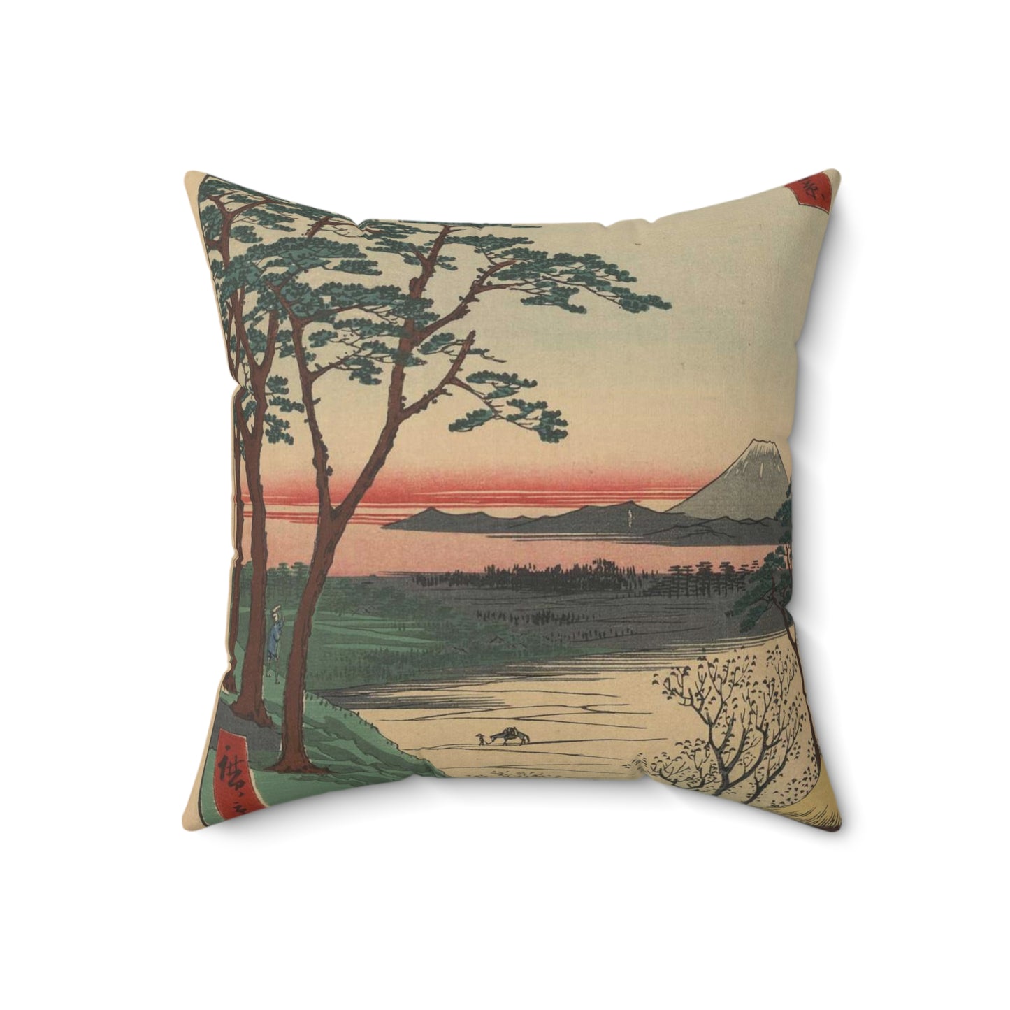 Gajō icchō, Ando Hiroshige - Public domain portrait drawing  Decorative Accent Square Pillow