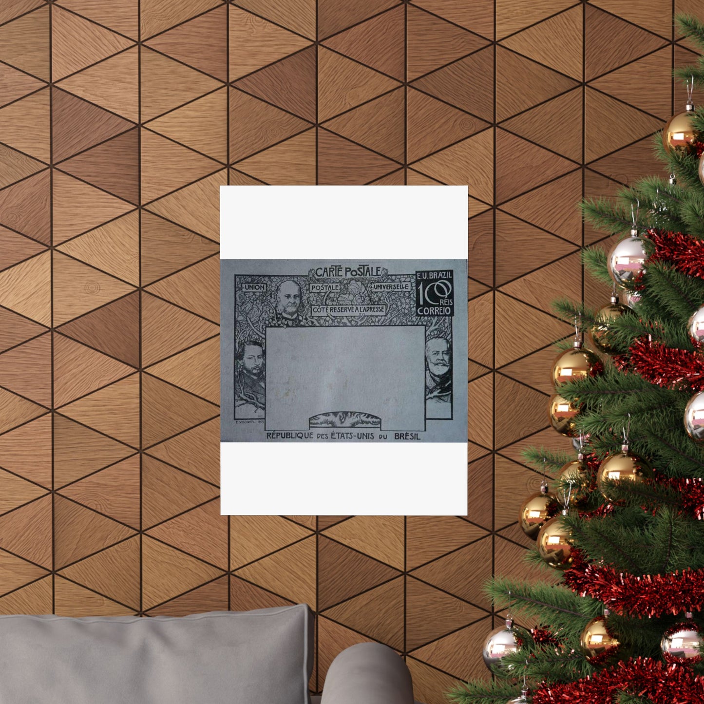 EliseuVisconti-D857-Bilhete postal para o exterior – A Evolução Histórica do Brasil – Projeto para bilhete postal integrante da coleção vencedora do Concurso dos Correios de 1904 High Quality Matte Wall Art Poster for Home, Office, Classroom