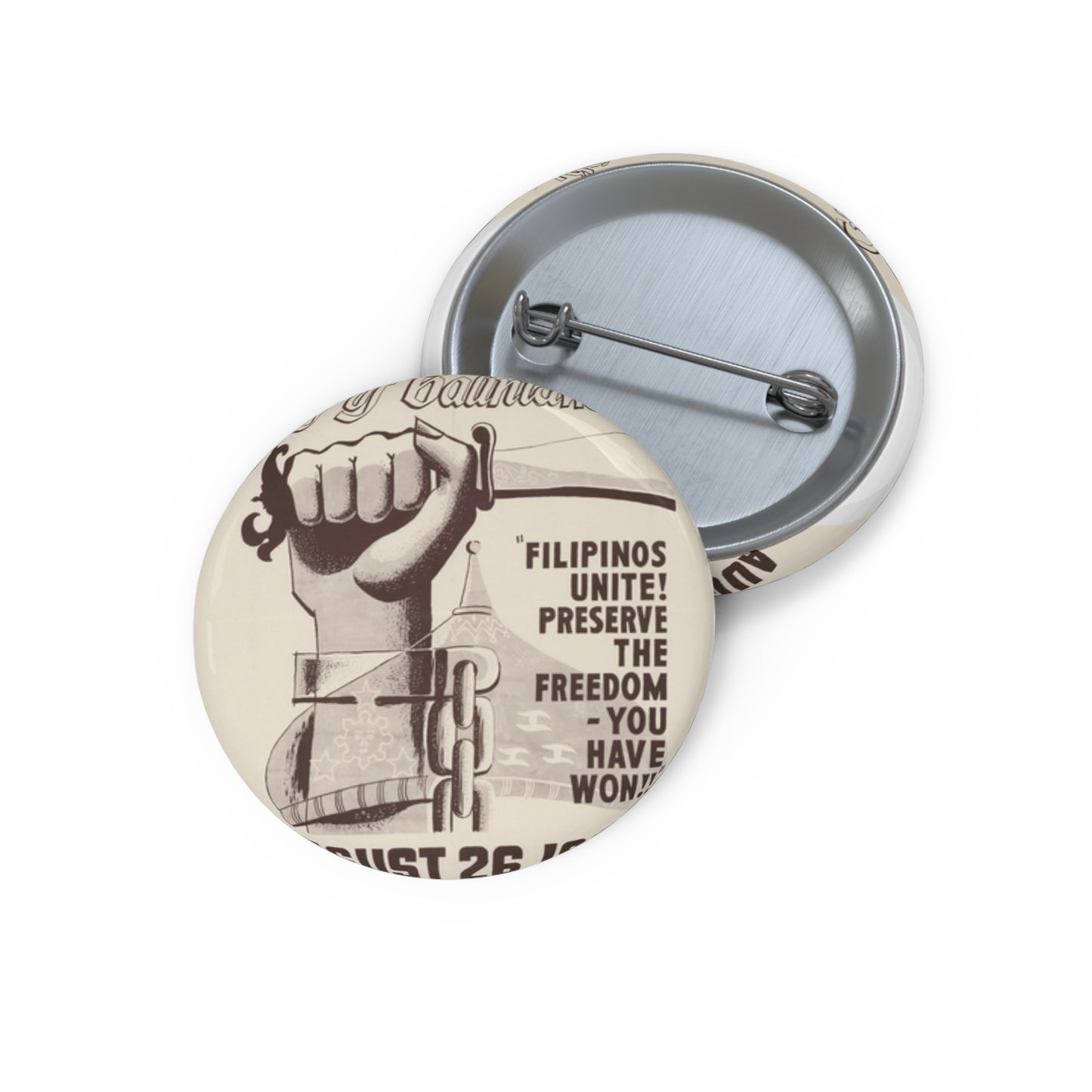 Cry of Balintawak - Drawing. Public domain image. Pin Buttons with Crisp Design