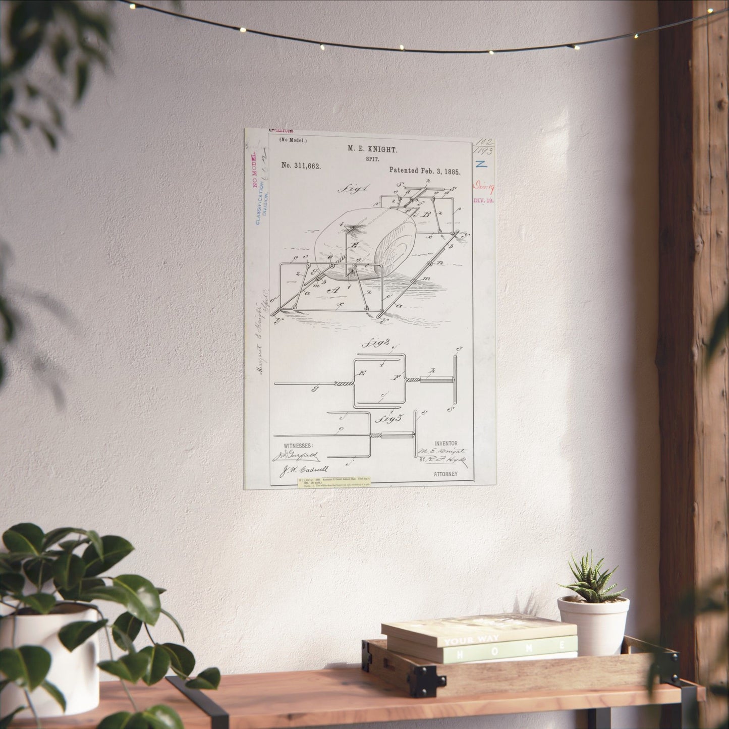 Patent drawing - for M. E. Knight's Spit Public domain  image High Quality Matte Wall Art Poster for Home, Office, Classroom