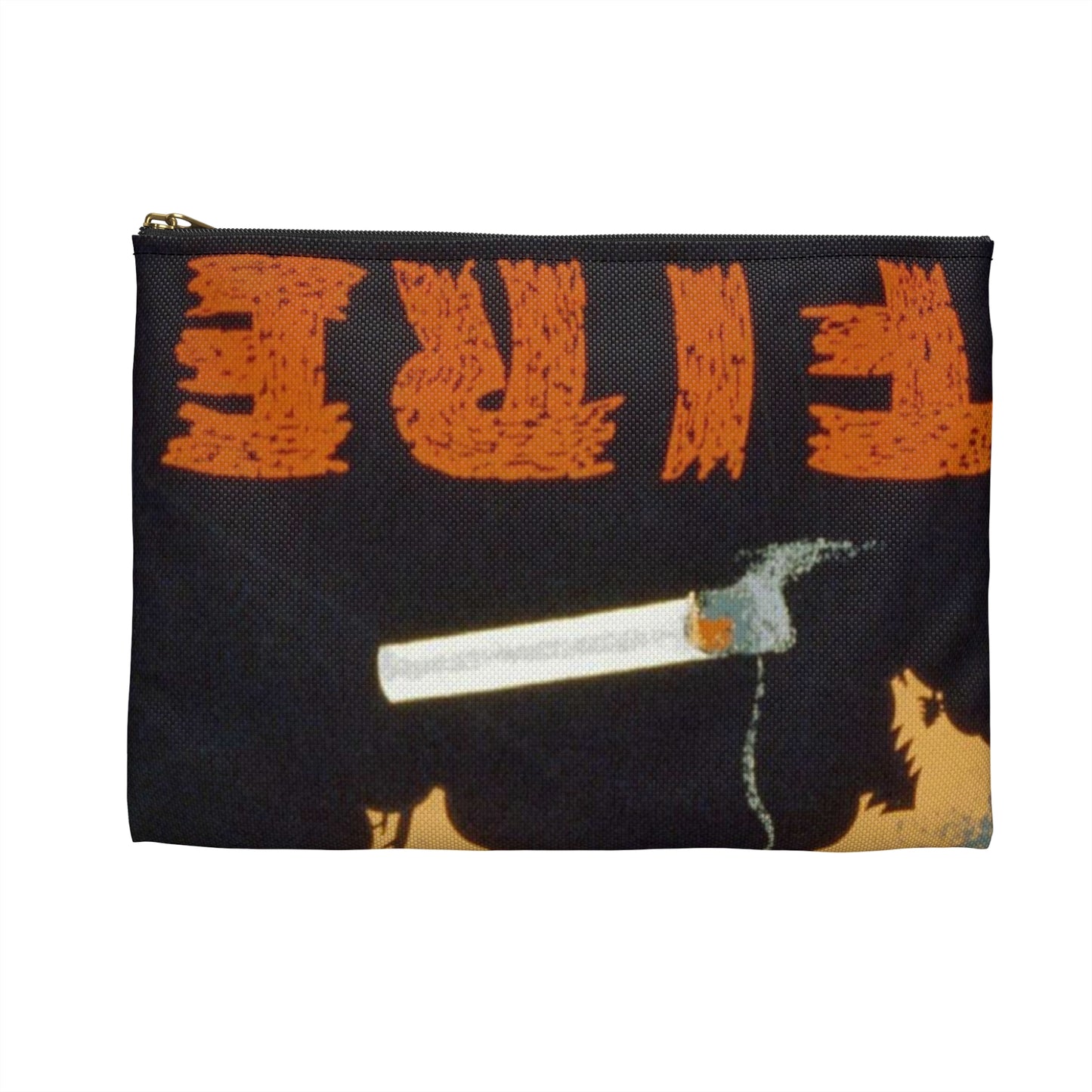 Fire wrecks a forest, Art Deco Poster Large Organizer Pouch with Black Zipper