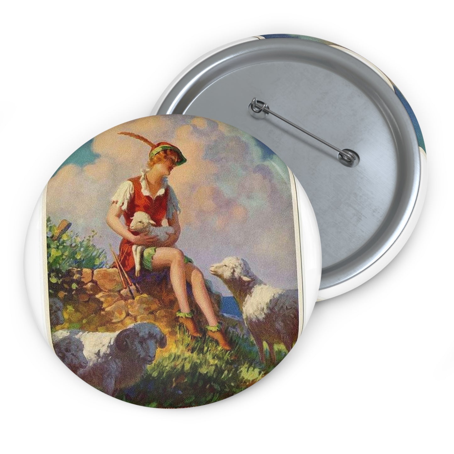 Playmates of Peter Pan, painting by Edward Mason Eggleston Pin Buttons with Crisp Design