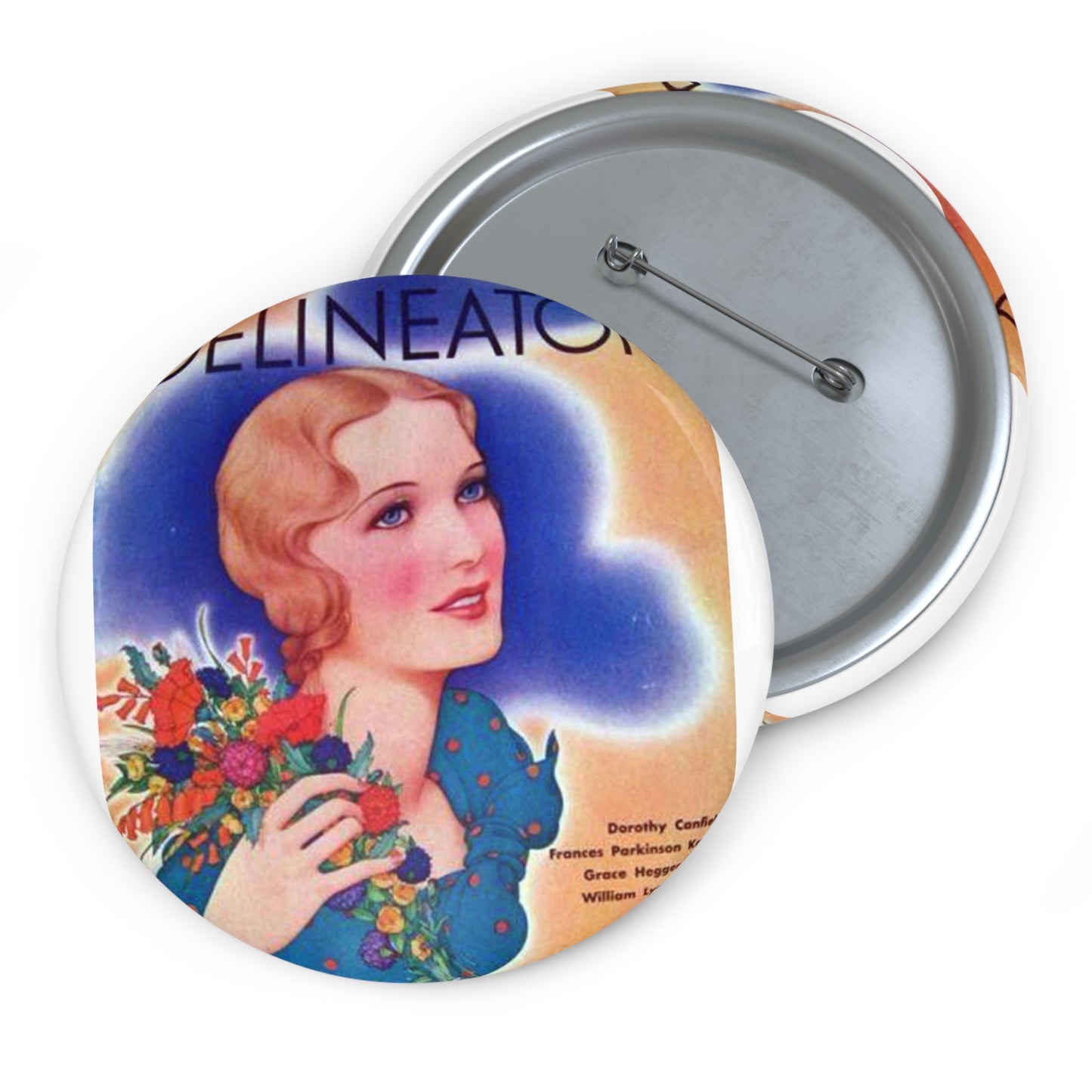 Delineator 1931-08 - Art Deco public domain image Pin Buttons with Crisp Design