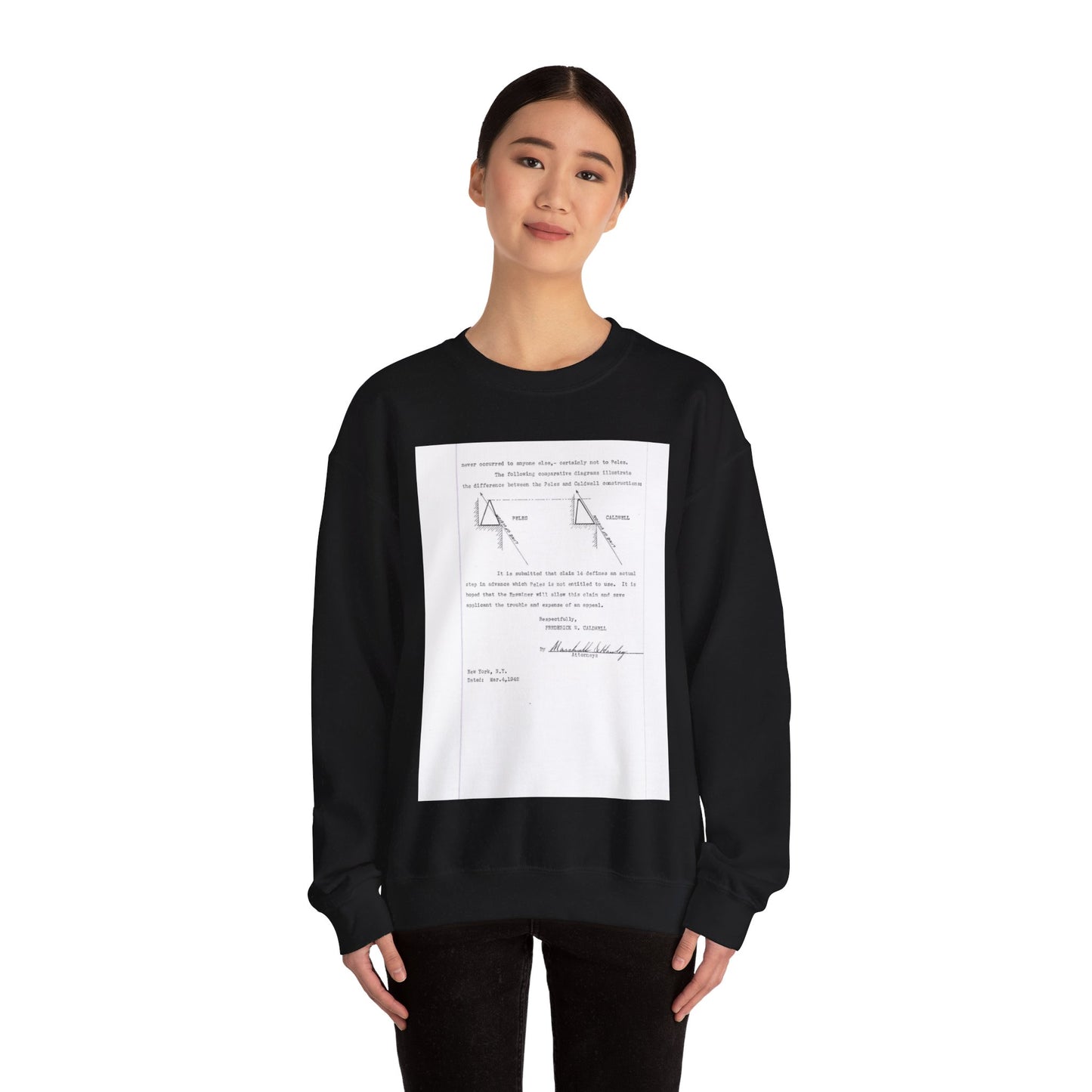 Patent Case File No. 2,298,194, Birdproofing, Inventor- Frederick W. Caldwell. - DPLA - 74c301010ed26c59dcbf62dd3cb26c47 (page 52) Black Heavy Blend Adult Crew Neck SweatShirt