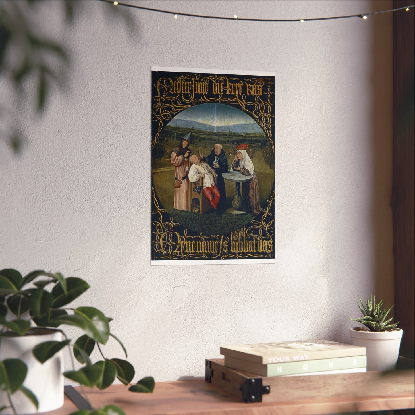 Hieronymus Bosch 053 - A painting of a group of people sitting around a table High Quality Matte Wall Art Poster for Home, Office, Classroom