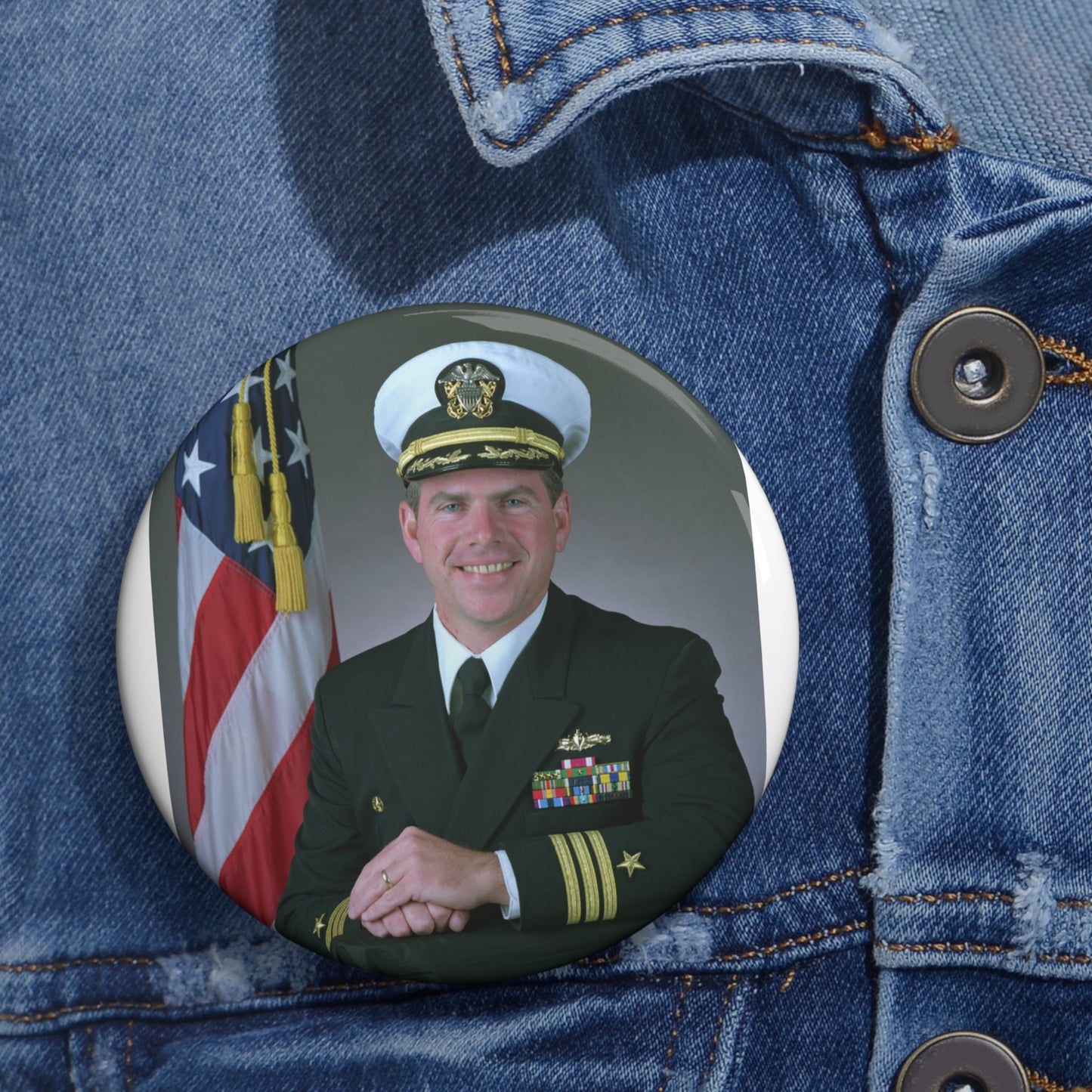 Commander Theodore J. Hoffman, USN Pin Buttons with Crisp Design