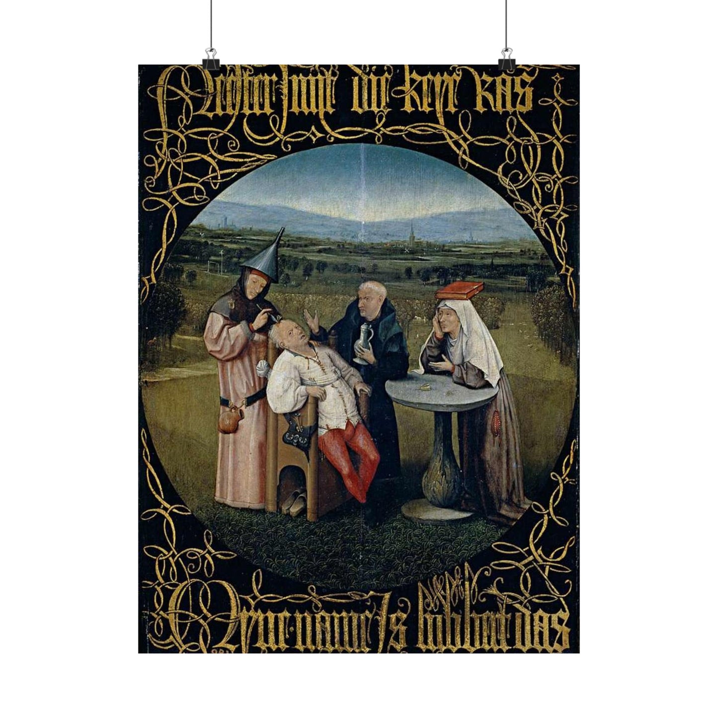 Hieronymus Bosch 053 - A painting of a group of people sitting around a table High Quality Matte Wall Art Poster for Home, Office, Classroom