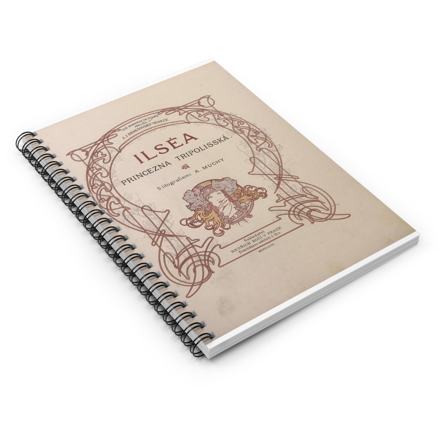 Ilsea, princezna tripolisska - title - Alfons Mucha Spiral Bound Ruled Notebook with Printed Cover