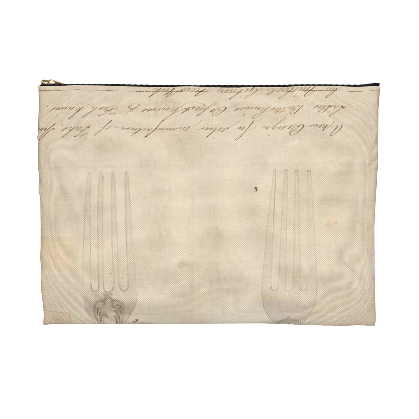 Patent drawing - Drawing of Design for Silver Forks Public domain  image Large Organizer Pouch with Black Zipper