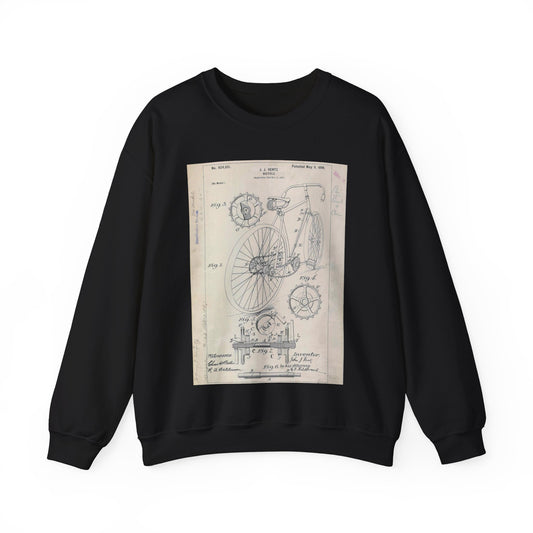Patent drawing - for J. J. Hentz' Bicycle Public domain  image Black Heavy Blend Adult Crew Neck SweatShirt