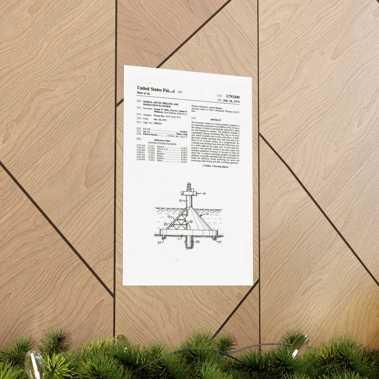 Patent Case File No. 3,793,840, Mobile Arctic Drilling and Production Platform, Inventor(s)- George E. Mott and James P. Wilbourn. - DPLA - 8f260bf2cd8926afbf4da017454f39b3 (page 6) High Quality Matte Wall Art Poster for Home, Office, Classroom