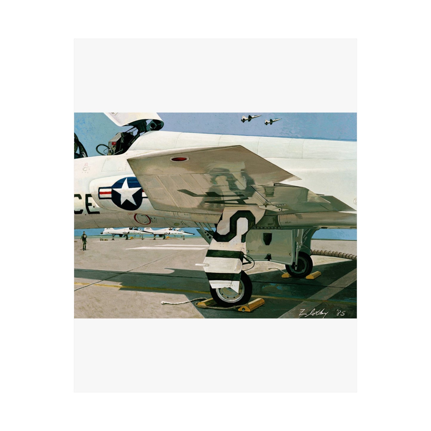 Artwork: "T-38 Flight Line, Vance AFB". Artist: David Zlotky High Quality Matte Wall Art Poster for Home, Office, Classroom