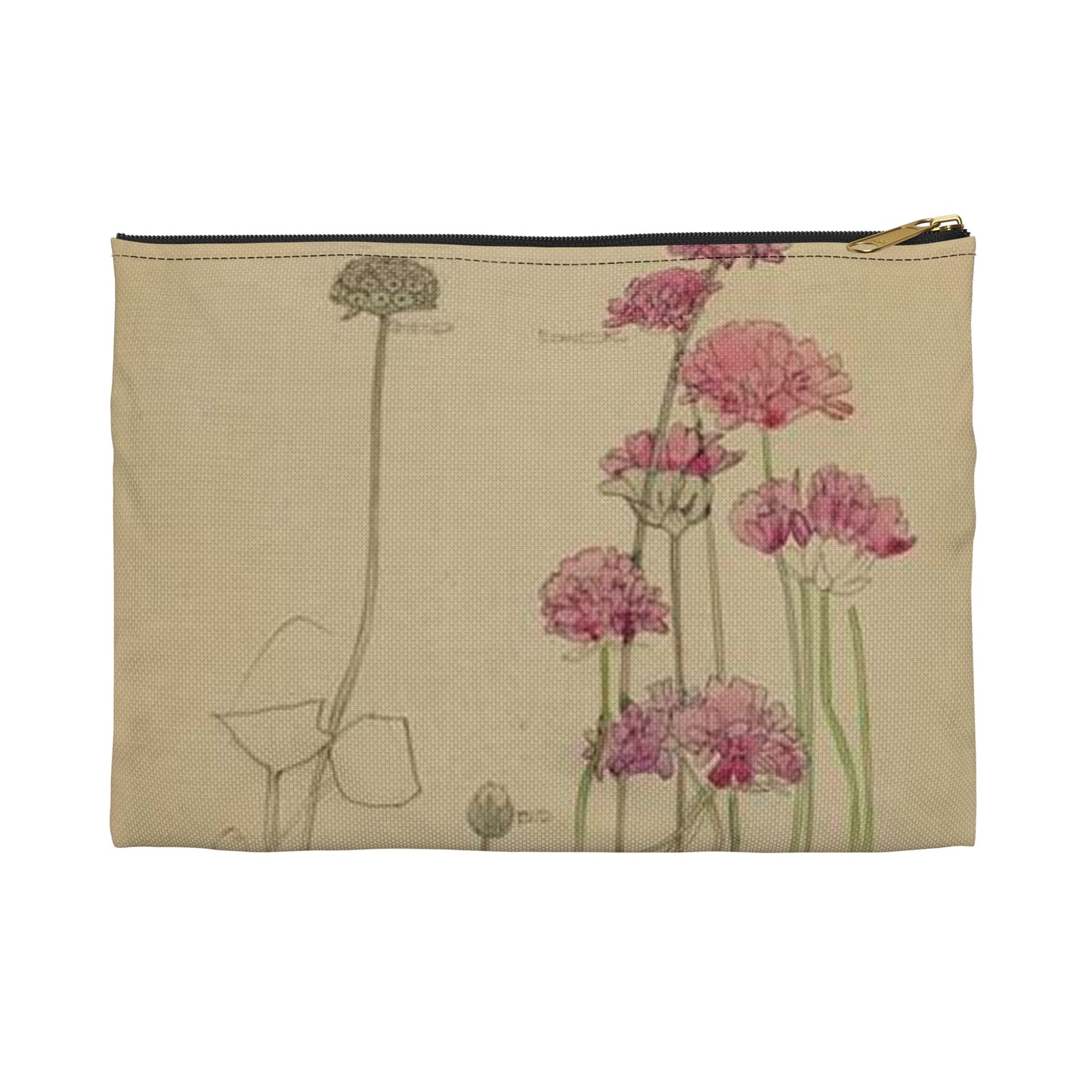 Sea Pink - Holy Island - Charles Rennie Mackintosh - 1901 Large Organizer Pouch with Black Zipper