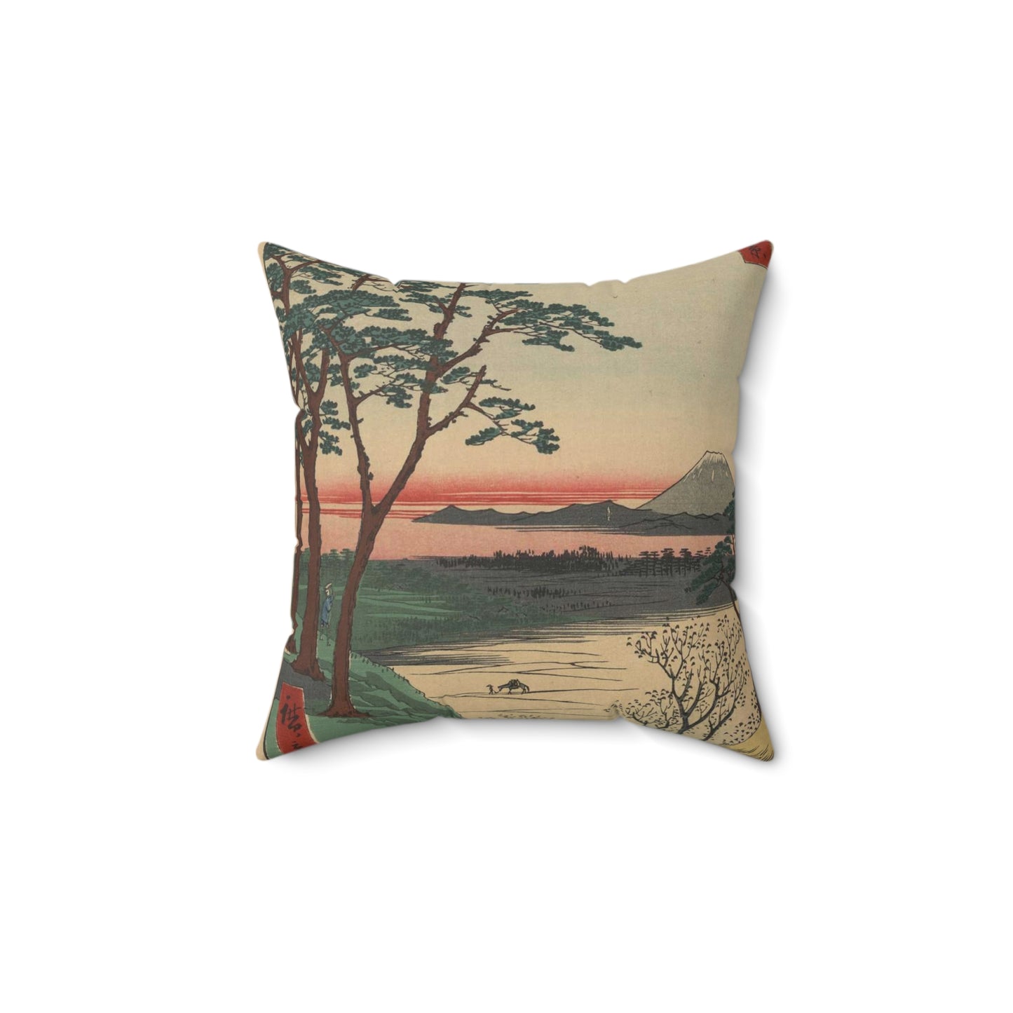 Gajō icchō, Ando Hiroshige - Public domain portrait drawing  Decorative Accent Square Pillow