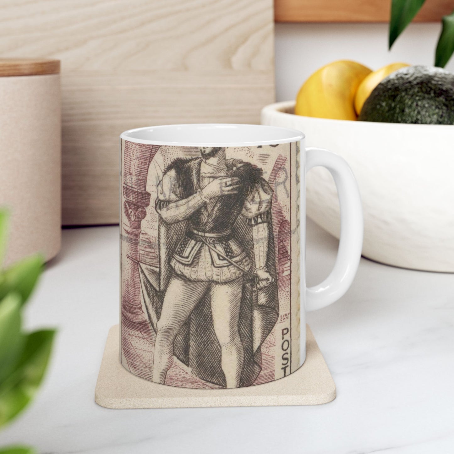 Frimärke ur Gösta Bodmans filatelistiska motivsamling, påbörjad 1950.Frimärke från FRanskrike, 1953. Motiv av "Herani": skådespel av Victor Hugo. Beautiful Novelty Ceramic Coffee Mug 11oz