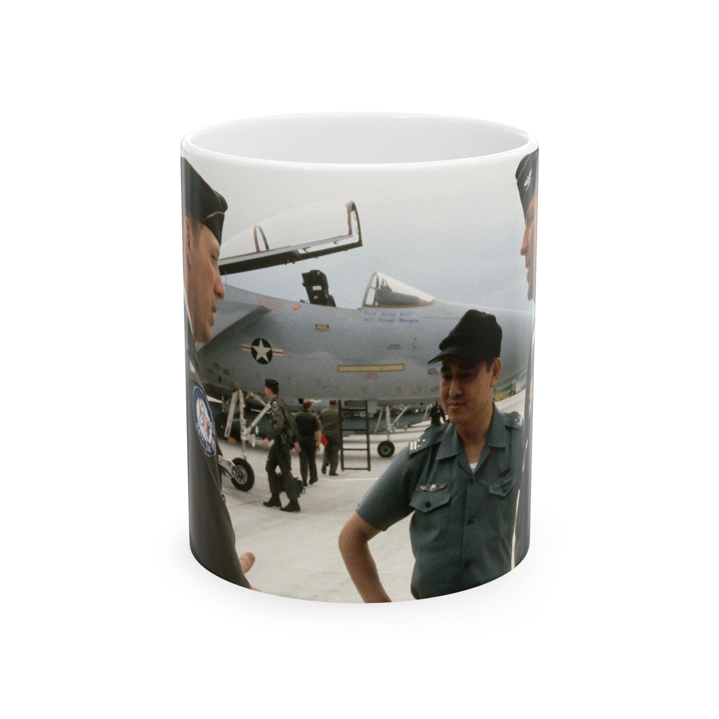 Upon his arrival, LTC Tom Barber (left), is greeted by Exercise Cope North '81-3 directors, COL George Peacock and Japanese Air SelF Defense Force COL V. Nomura Beautiful Novelty Ceramic Coffee Mug 11oz