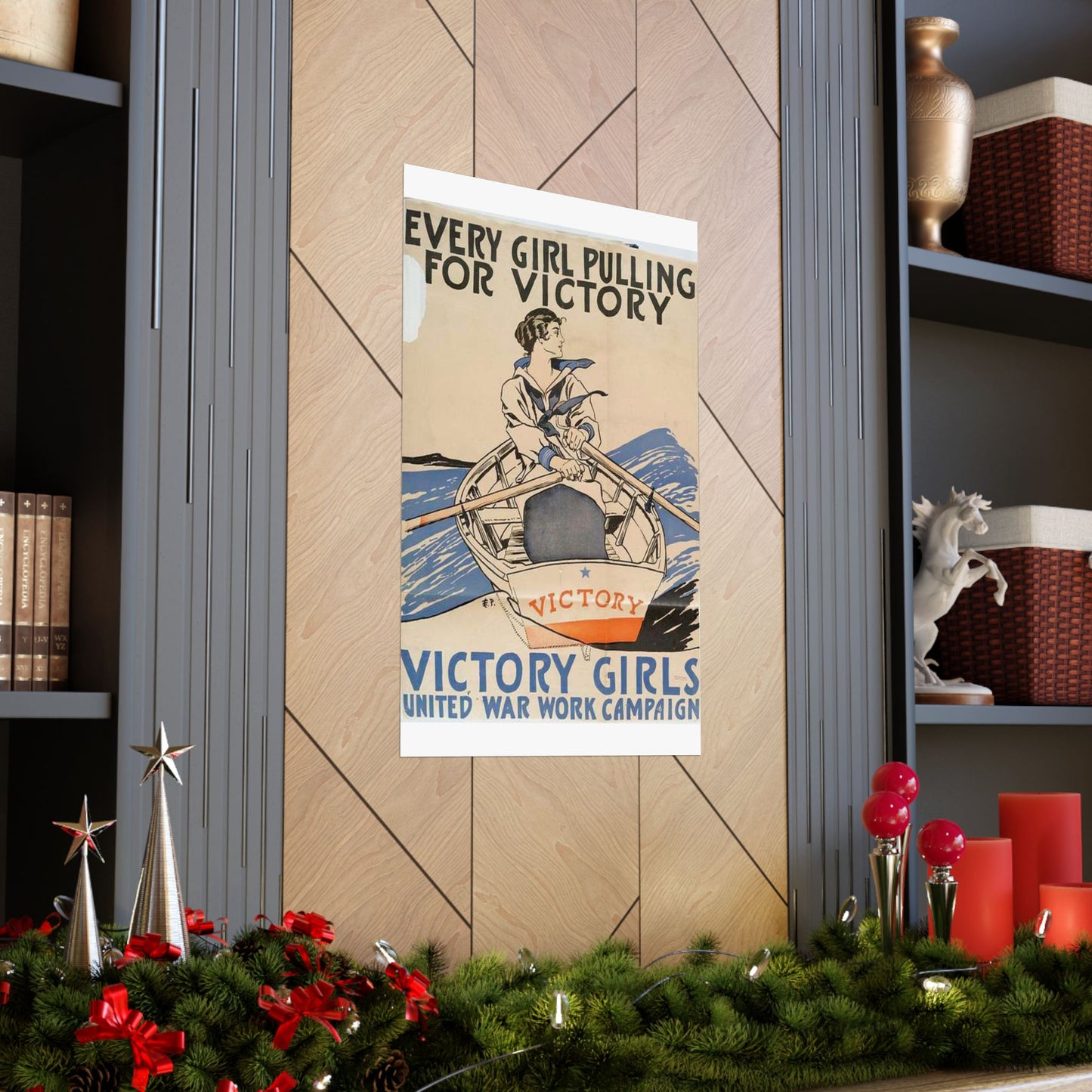 Every Girl Pulling for Victory, Victory Girls United War Work Campaign High Quality Matte Wall Art Poster for Home, Office, Classroom