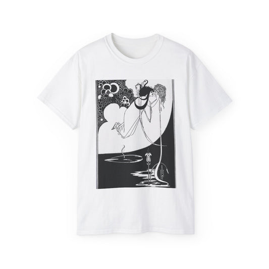 Beardsley apotheose - A black and white drawing of a woman in a dress White T-Shirt Gildan 2000 Cotton Unisex