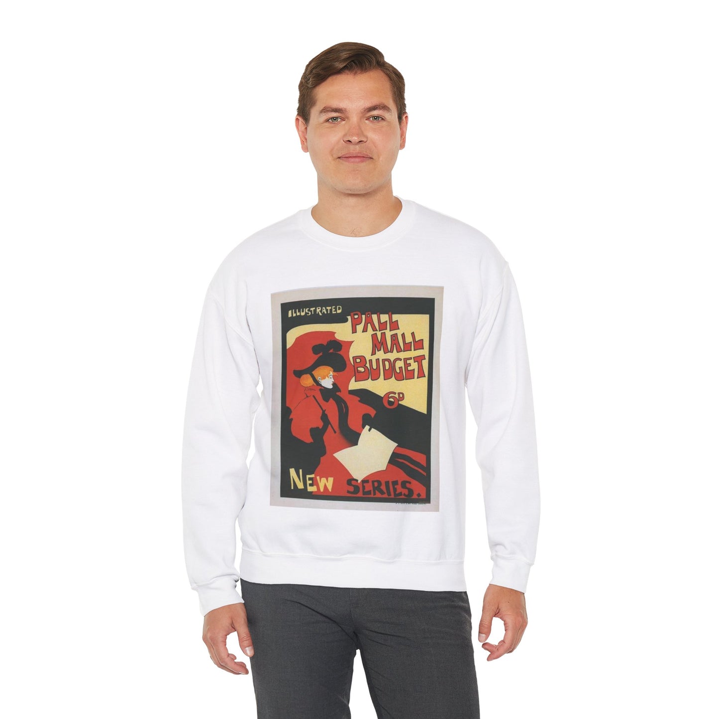 Affiche anglaise pour la revue hebdomadaire "Illustrated Pall Mall Budget". White Heavy Blend Adult Crew Neck SweatShirt